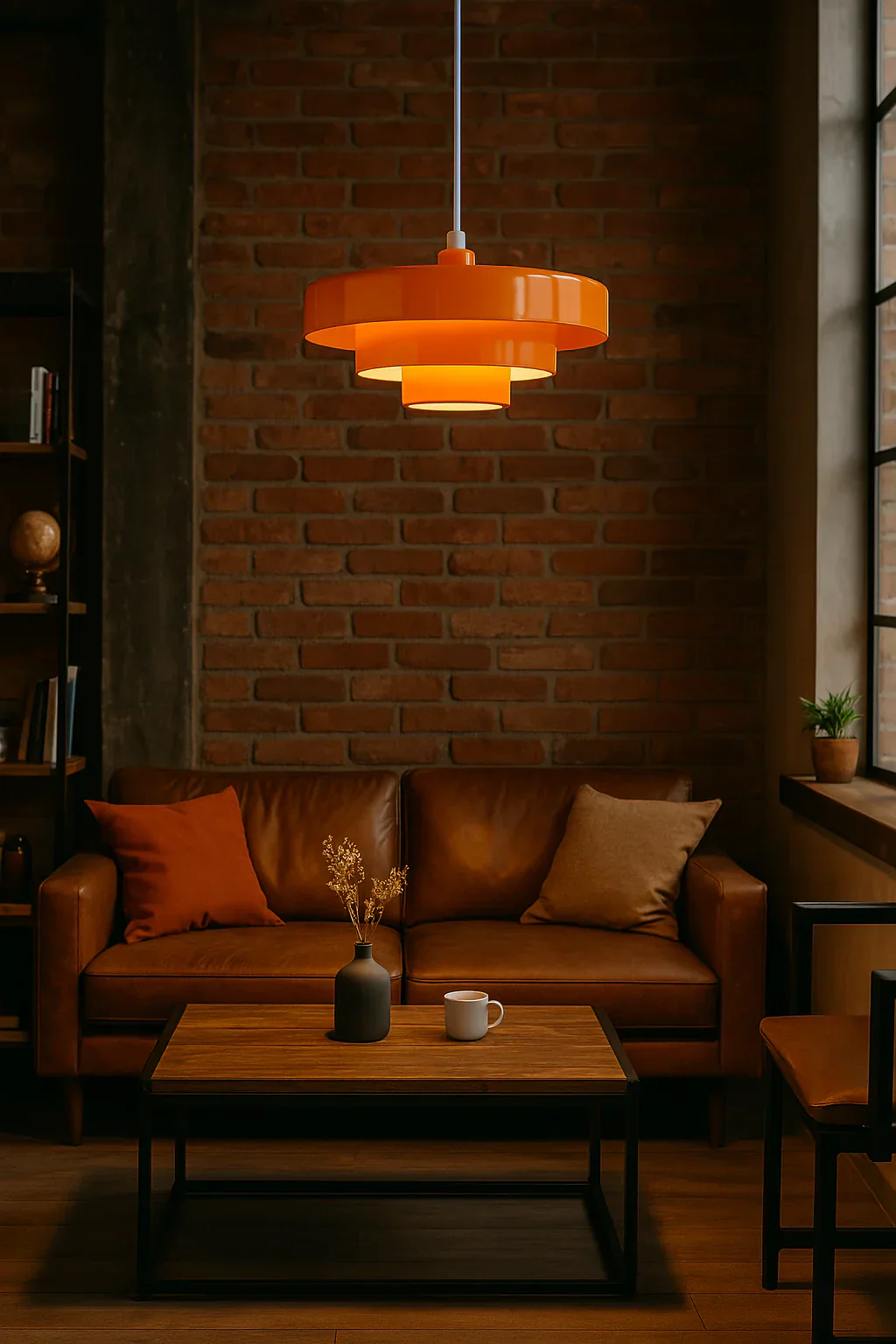 Medieval Danish Chandelier Multicolor Retro Pendant Light Orange Ceiling Lamp - Image 3