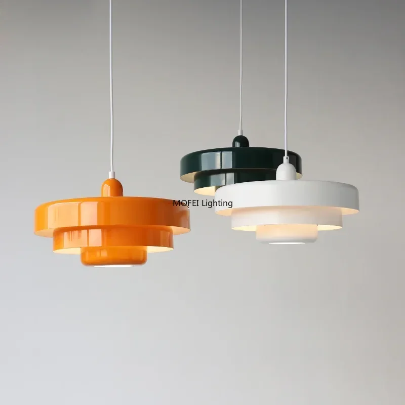 Medieval Danish Chandelier Multicolor Retro Pendant Light Orange Ceiling Lamp - Image 4