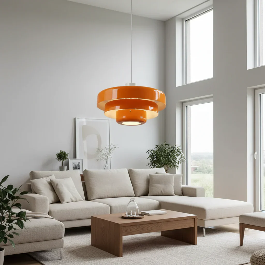Medieval Danish Chandelier Multicolor Retro Pendant Light Orange Ceiling Lamp - Image 7