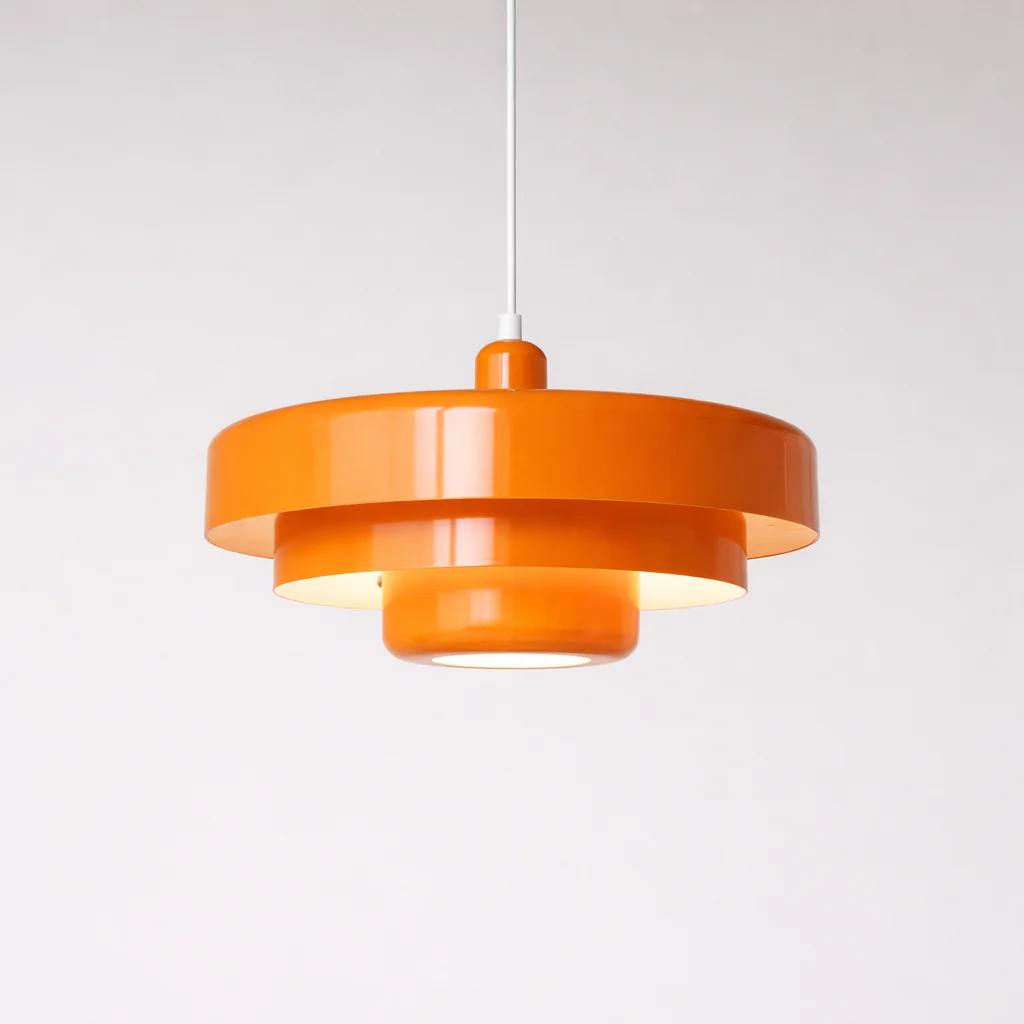 Medieval Danish Chandelier Multicolor Retro Pendant Light Orange Ceiling Lamp - Image 8