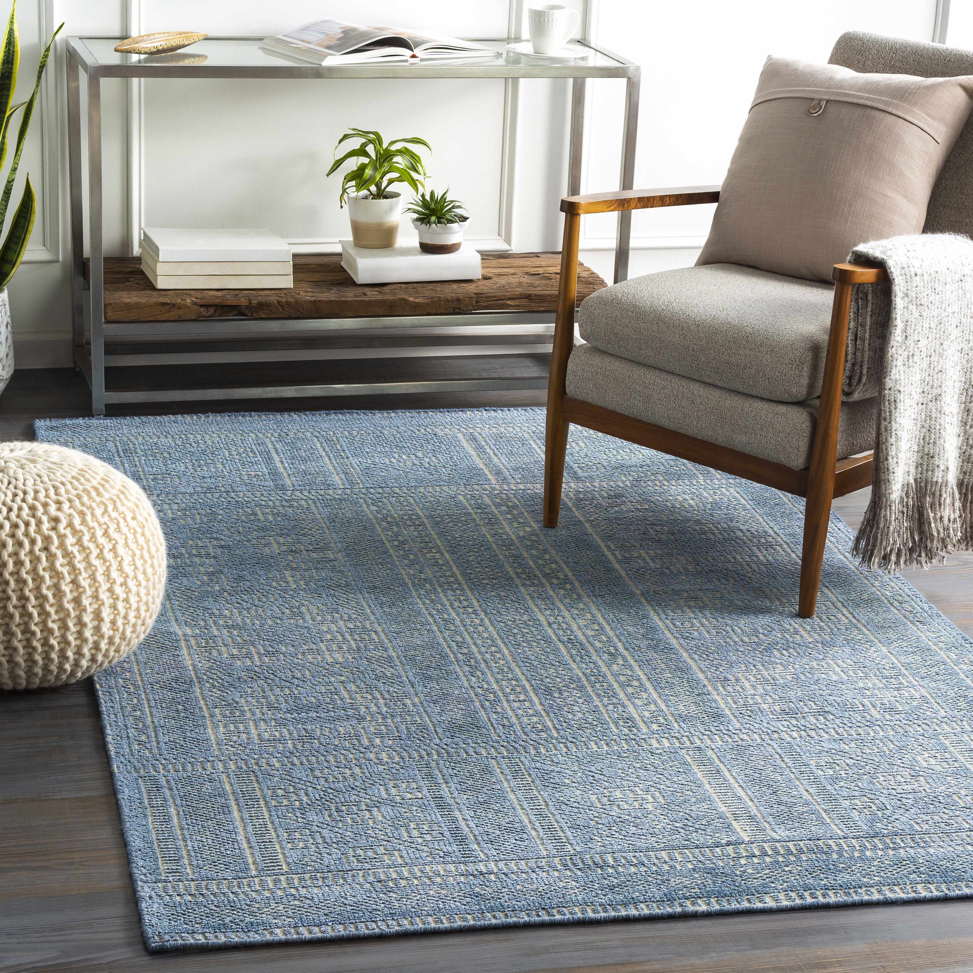 Meigs Blue Premium Viscose&Wool Rug - Clearance - Image 2