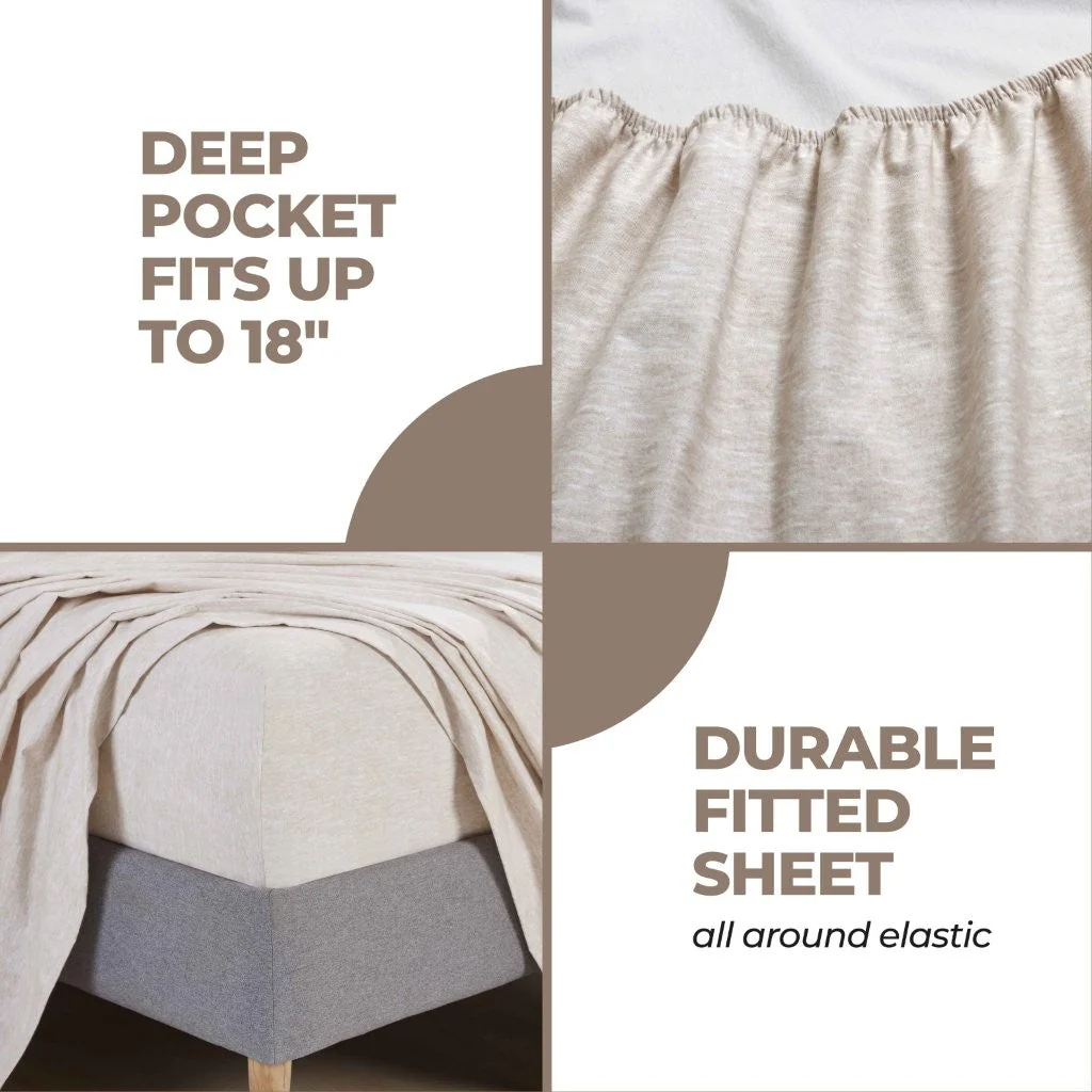 100% Cotton Flannel Sheet Set Warm Two-Toned Melange Deep Pocket - Image 17