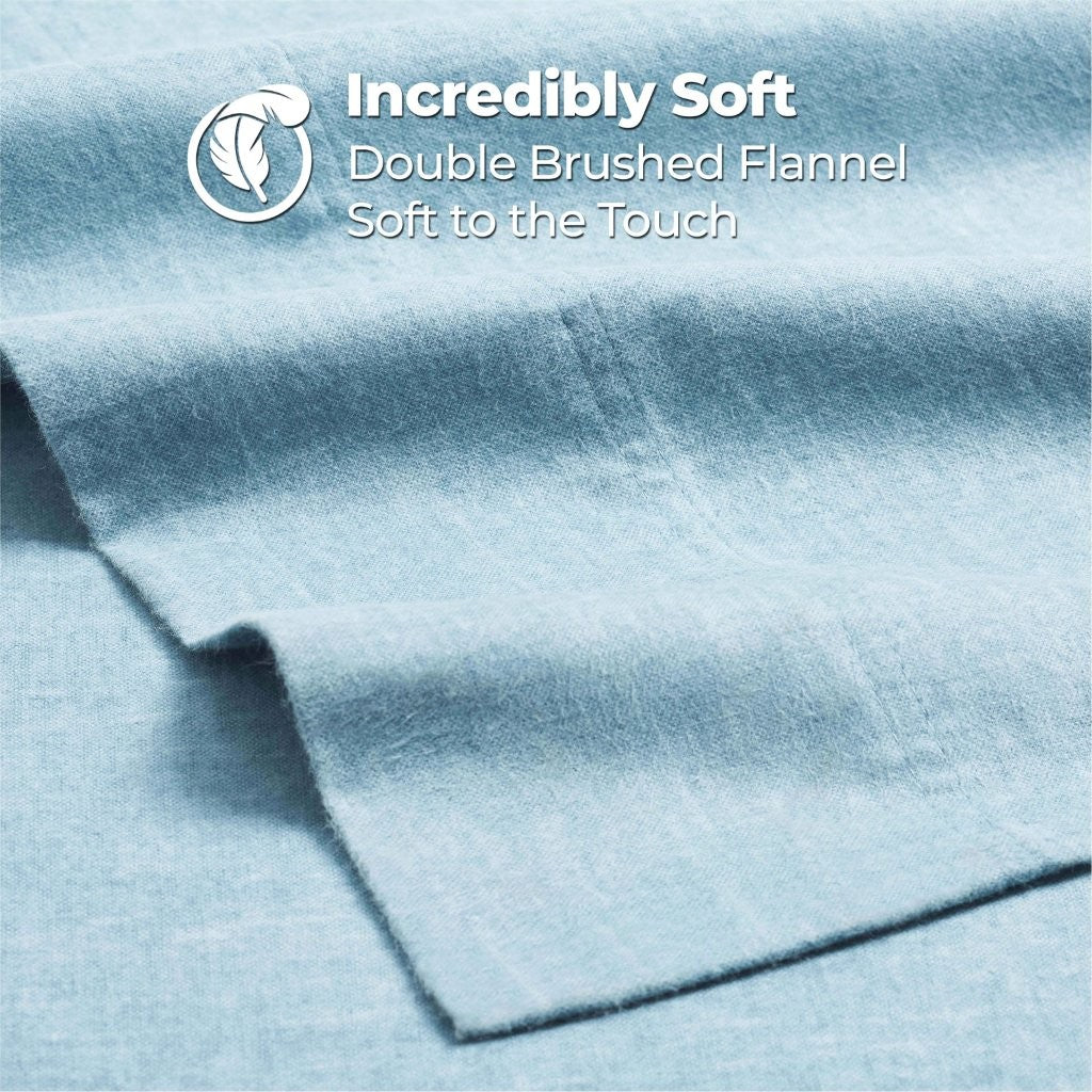 100% Cotton Flannel Sheet Set Warm Two-Toned Melange Deep Pocket - Image 26