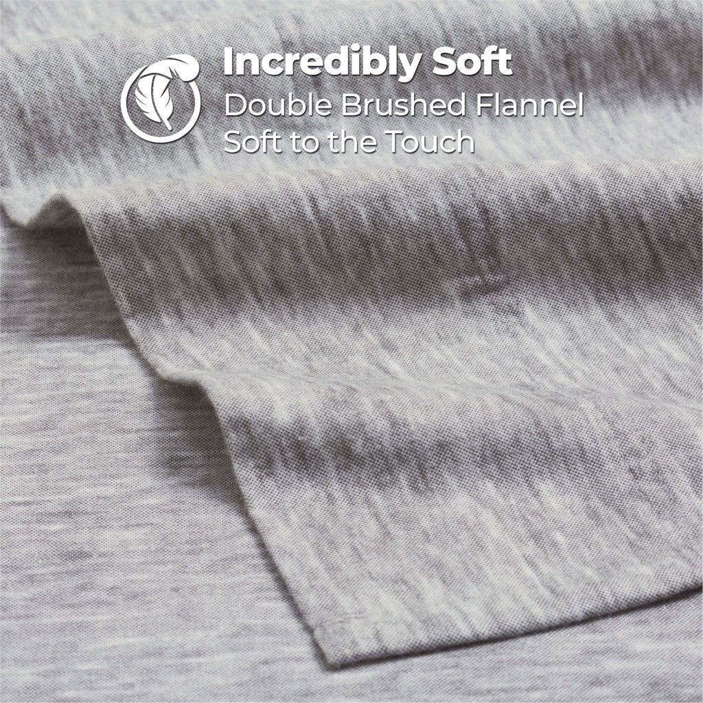 100% Cotton Flannel Sheet Set Warm Two-Toned Melange Deep Pocket - Image 36