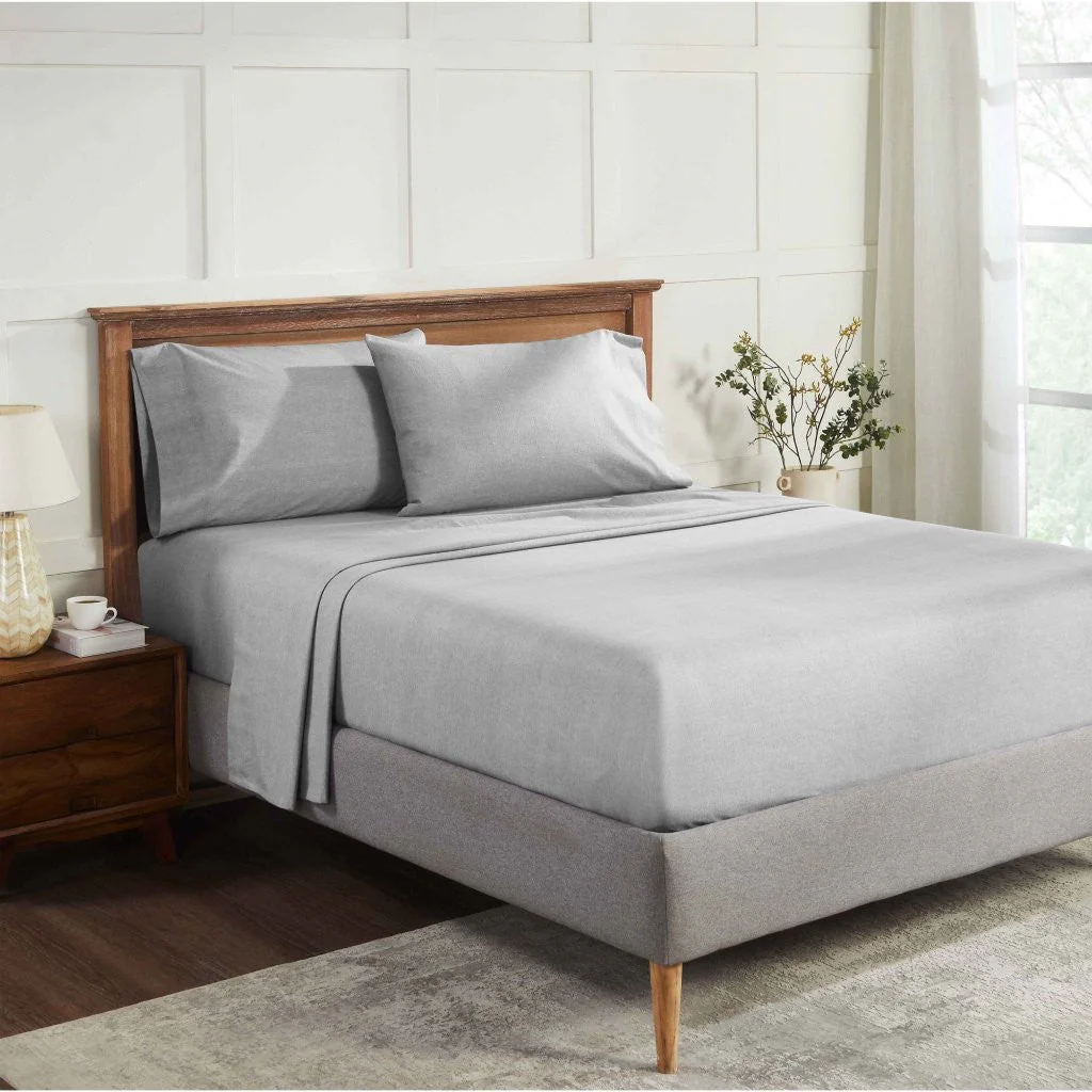 100% Cotton Flannel Sheet Set Warm Two-Toned Melange Deep Pocket - Image 49