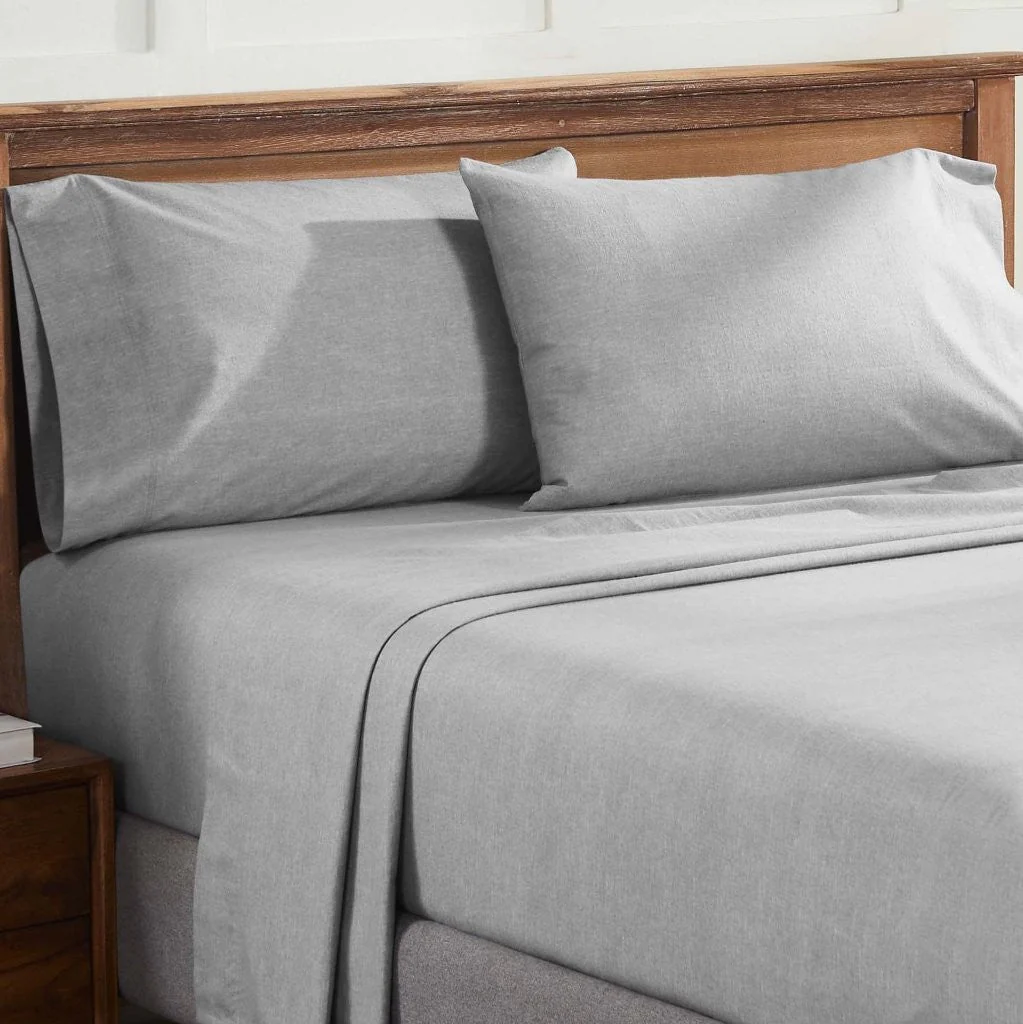 100% Cotton Flannel Sheet Set Warm Two-Toned Melange Deep Pocket - Image 51