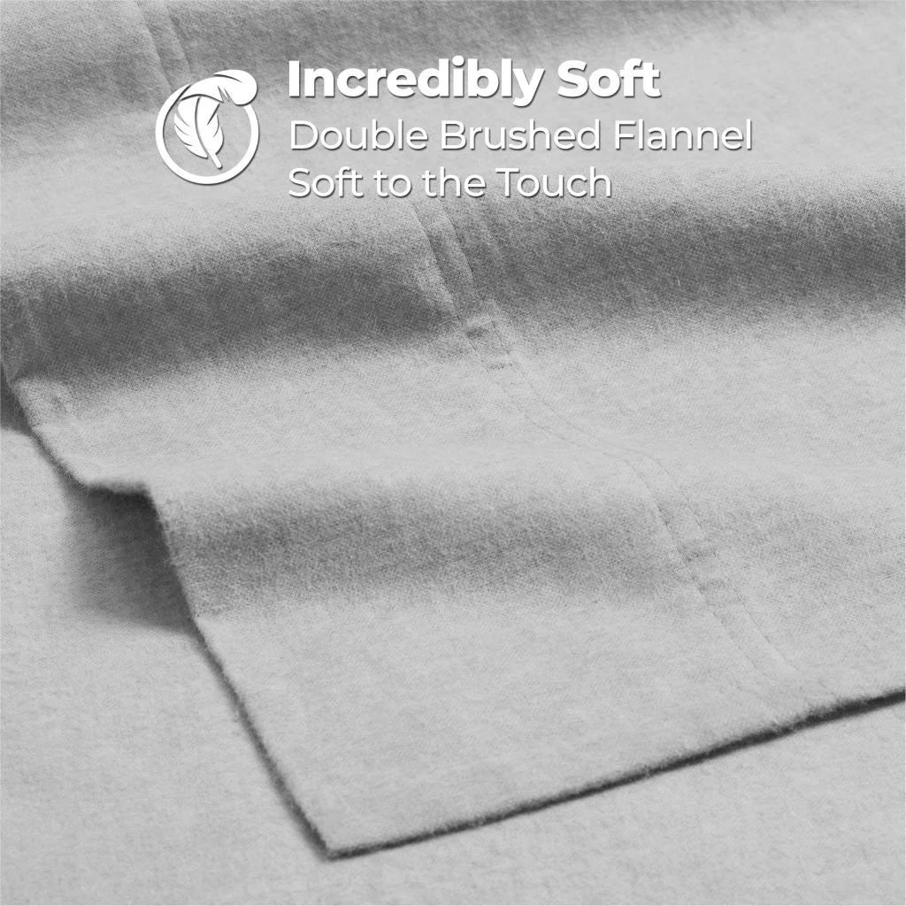 100% Cotton Flannel Sheet Set Warm Two-Toned Melange Deep Pocket - Image 55