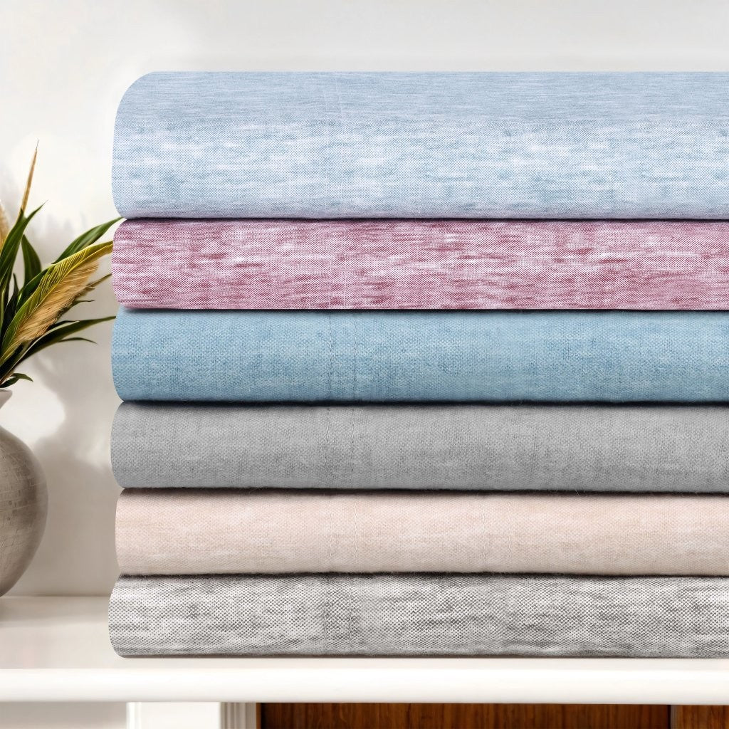 100% Cotton Flannel Sheet Set Warm Two-Toned Melange Deep Pocket - Image 59
