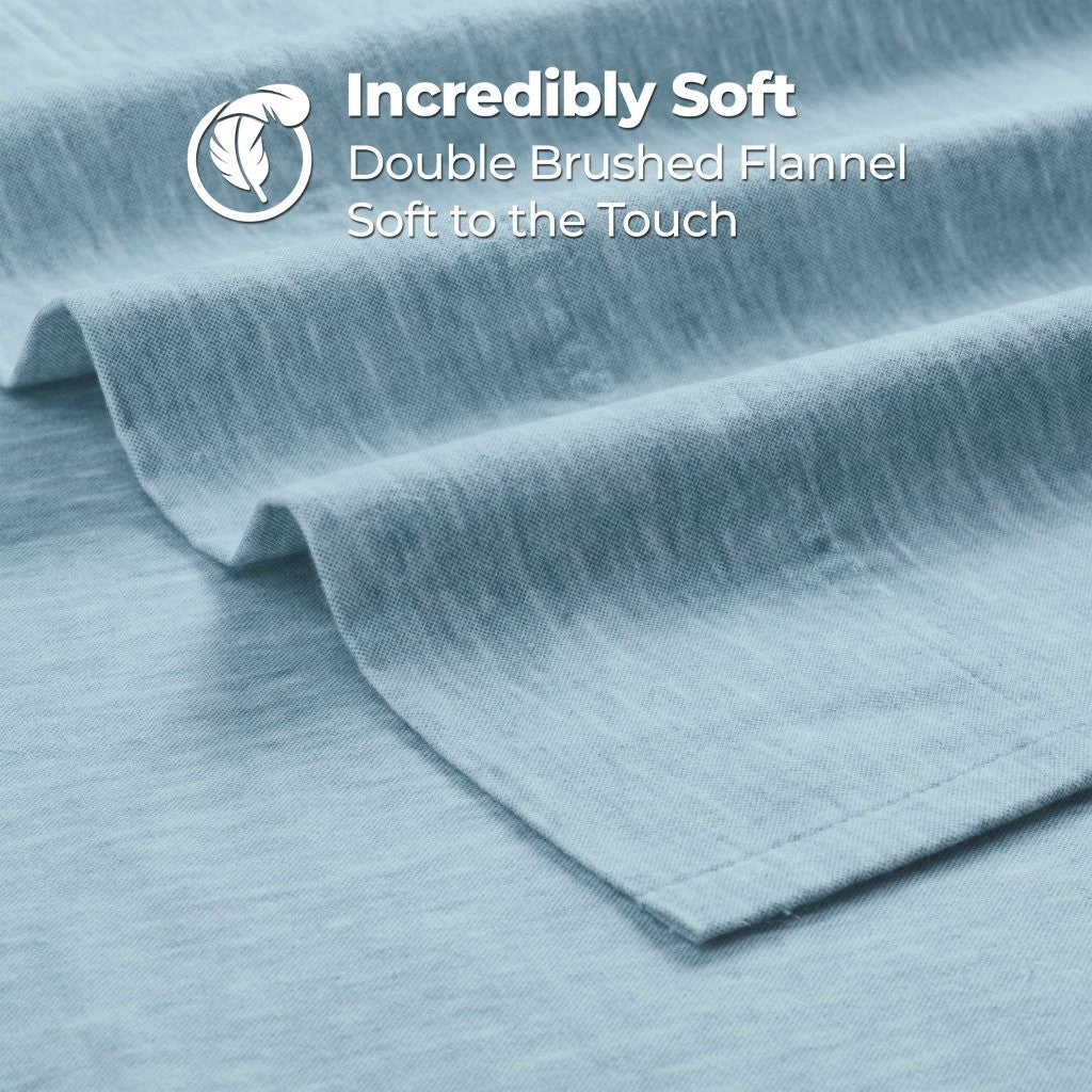 100% Cotton Flannel Sheet Set Warm Two-Toned Melange Deep Pocket - Image 6