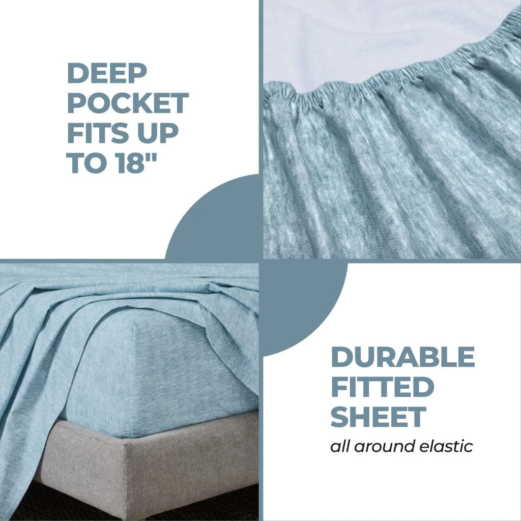100% Cotton Flannel Sheet Set Warm Two-Toned Melange Deep Pocket - Image 7