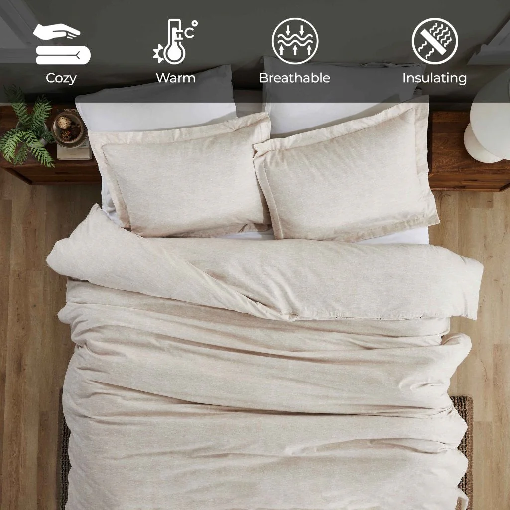 Melange Flannel Cotton Fuzzy Warm Two-Toned Duvet Cover Set - Image 10