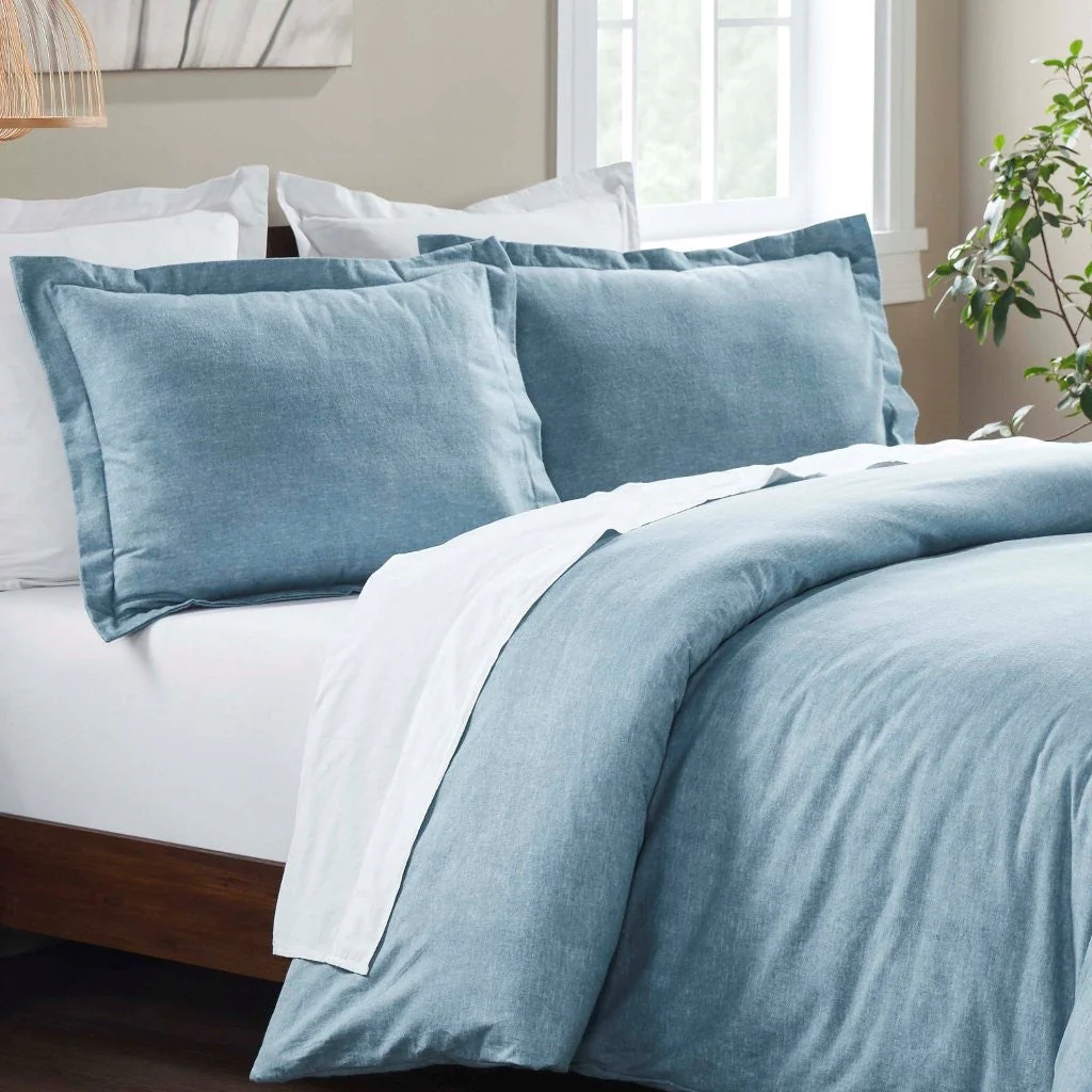 Melange Flannel Cotton Fuzzy Warm Two-Toned Duvet Cover Set - Image 14