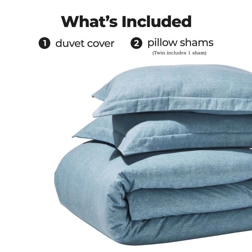 Melange Flannel Cotton Fuzzy Warm Two-Toned Duvet Cover Set - Image 15