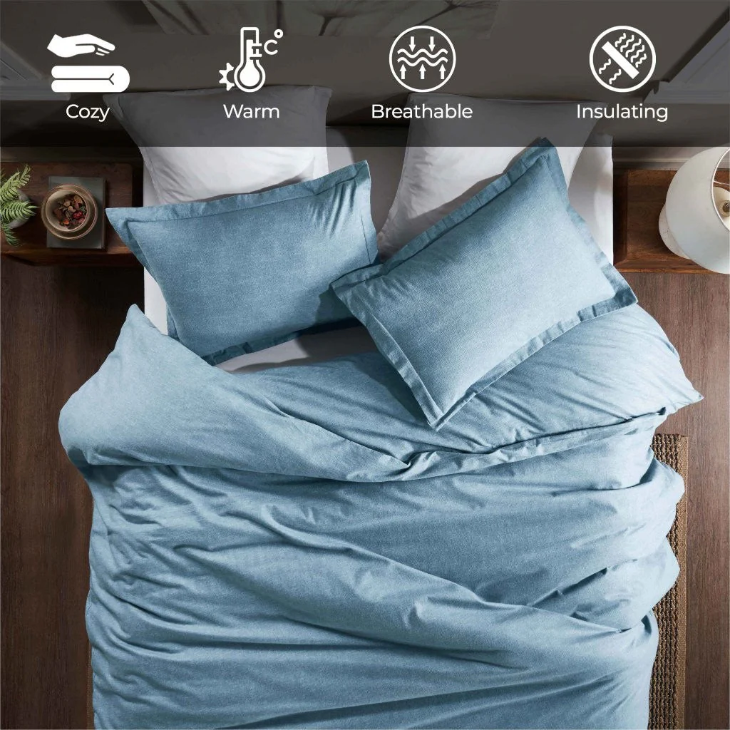 Melange Flannel Cotton Fuzzy Warm Two-Toned Duvet Cover Set - Image 20