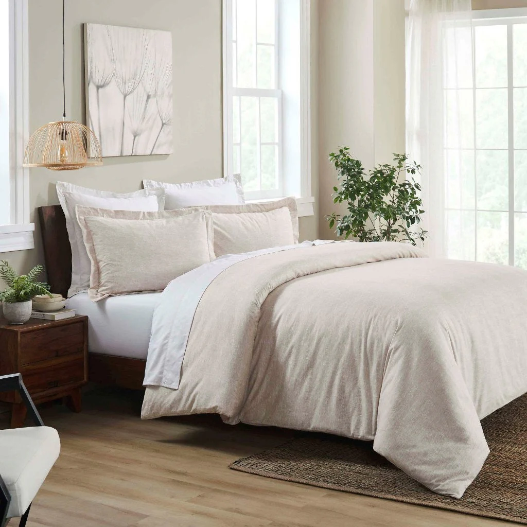 Melange Flannel Cotton Fuzzy Warm Two-Toned Duvet Cover Set - Image 3