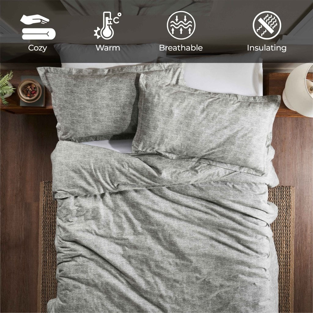 Melange Flannel Cotton Fuzzy Warm Two-Toned Duvet Cover Set - Image 30