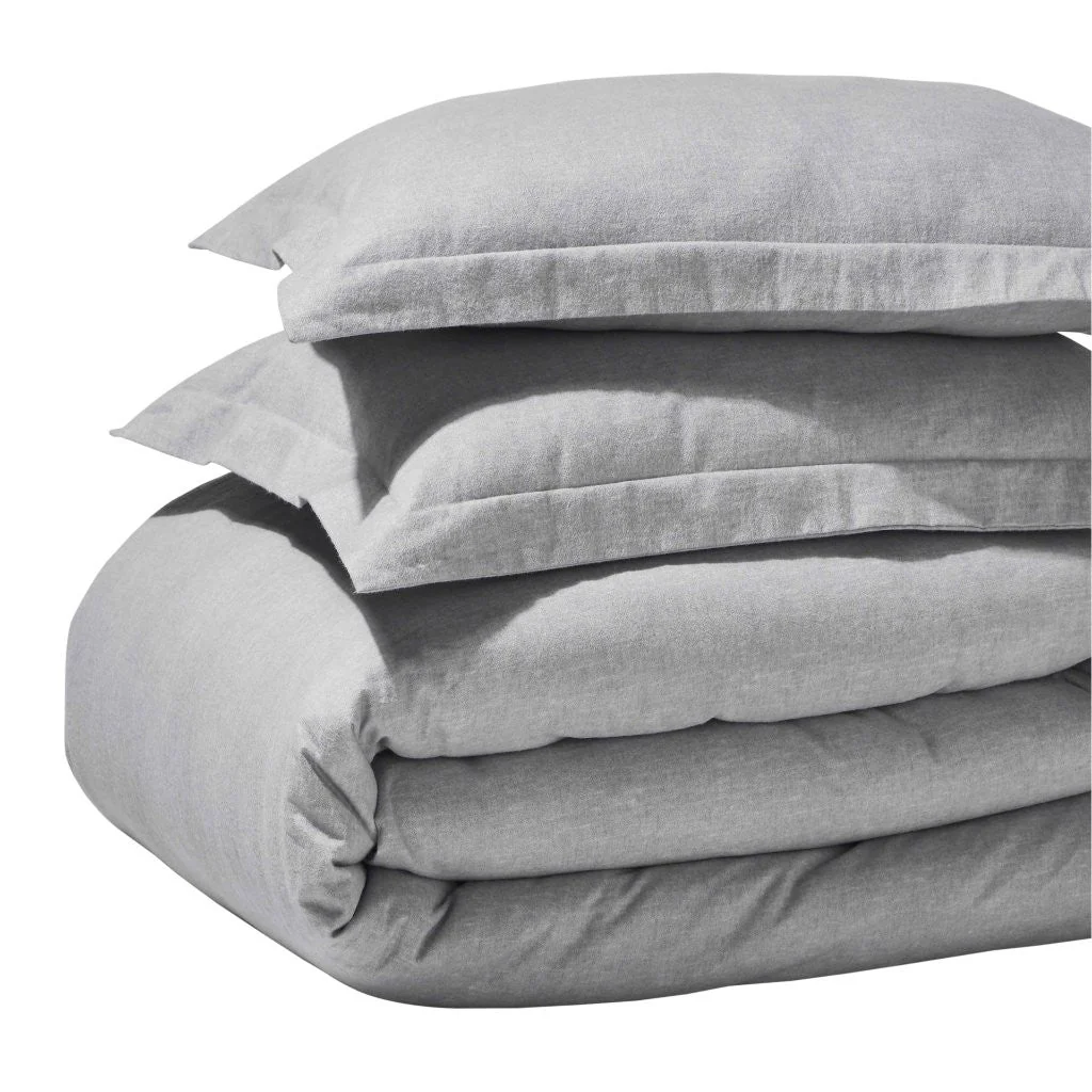 Melange Flannel Cotton Fuzzy Warm Two-Toned Duvet Cover Set - Image 32