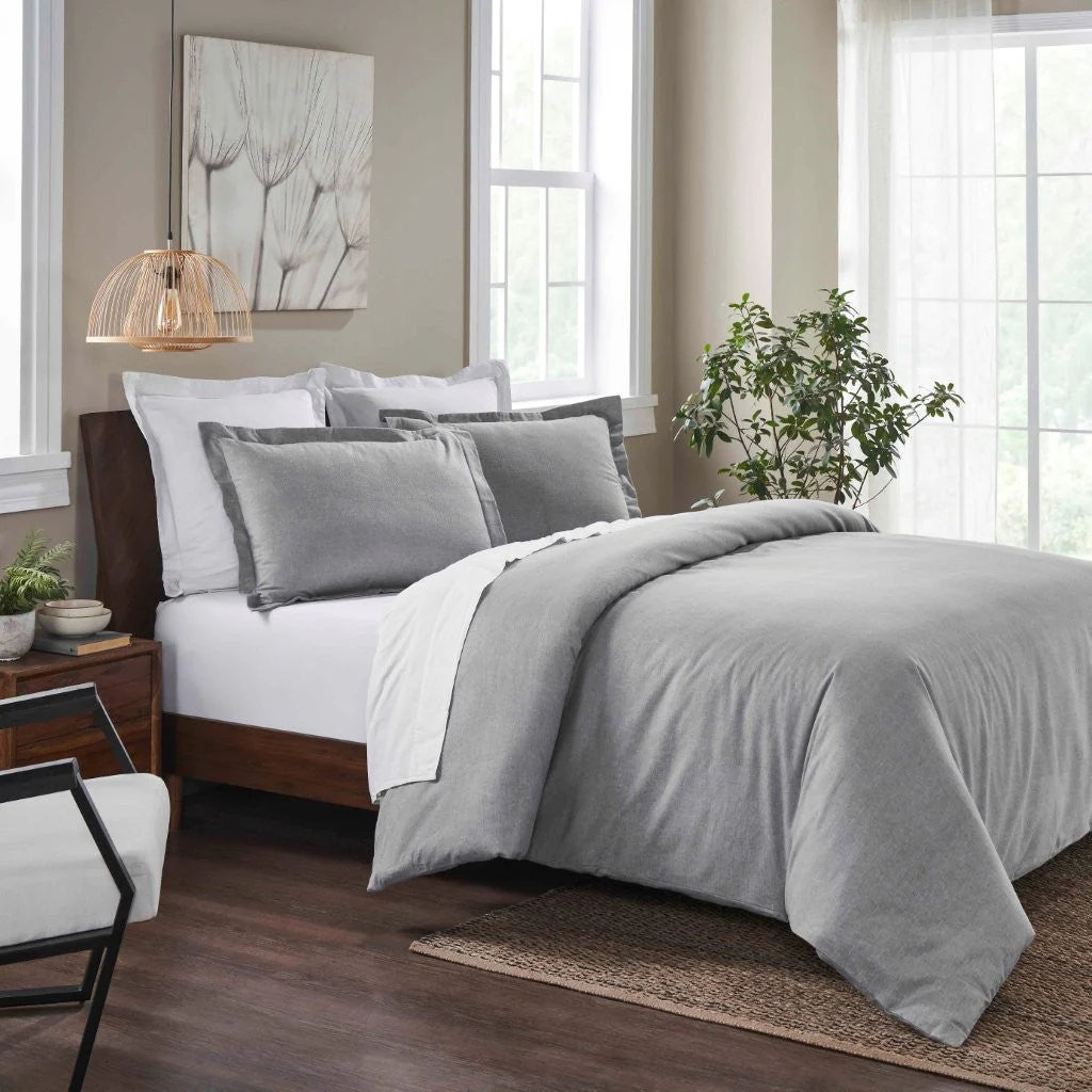 Melange Flannel Cotton Fuzzy Warm Two-Toned Duvet Cover Set - Image 33