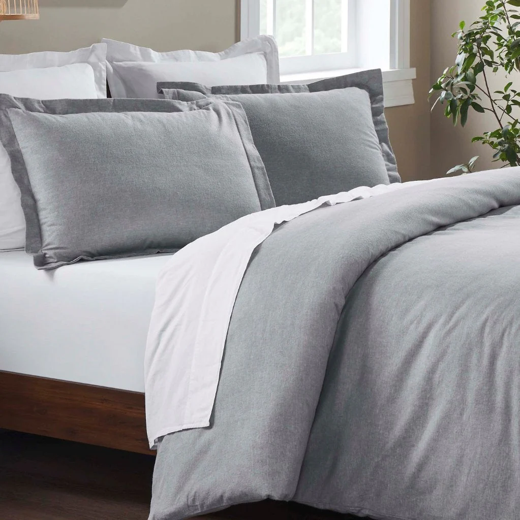 Melange Flannel Cotton Fuzzy Warm Two-Toned Duvet Cover Set - Image 34
