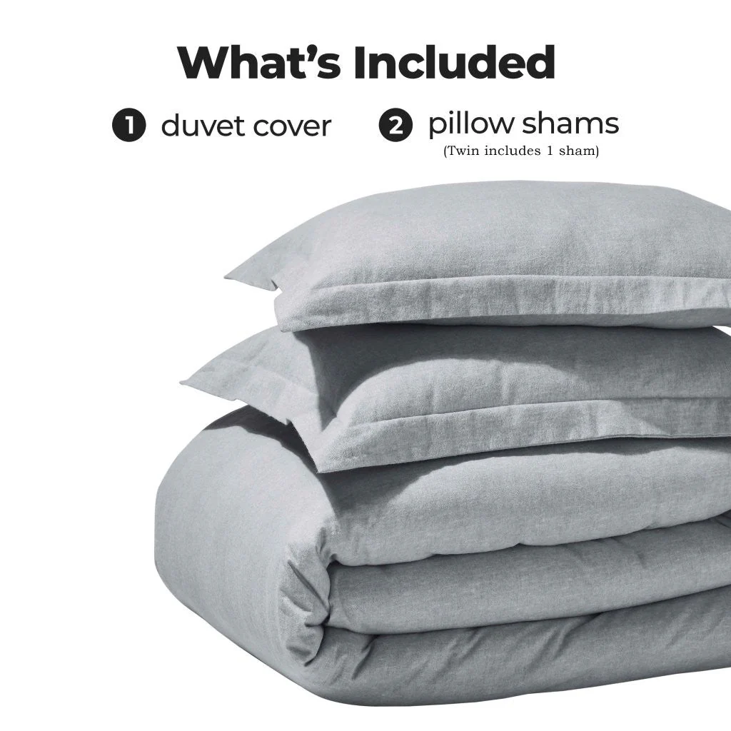 Melange Flannel Cotton Fuzzy Warm Two-Toned Duvet Cover Set - Image 35