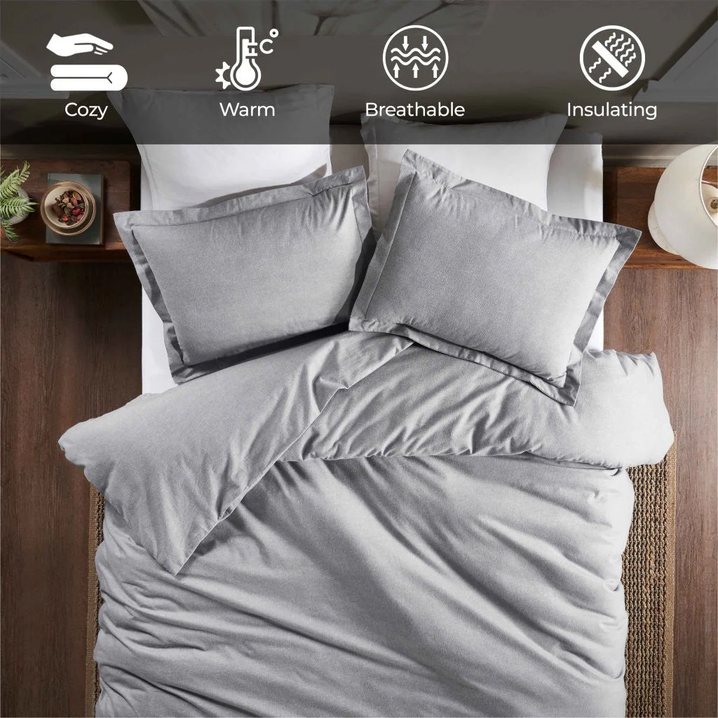 Melange Flannel Cotton Fuzzy Warm Two-Toned Duvet Cover Set - Image 40
