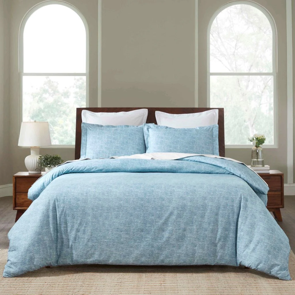 Melange Flannel Cotton Fuzzy Warm Two-Toned Duvet Cover Set - Image 41