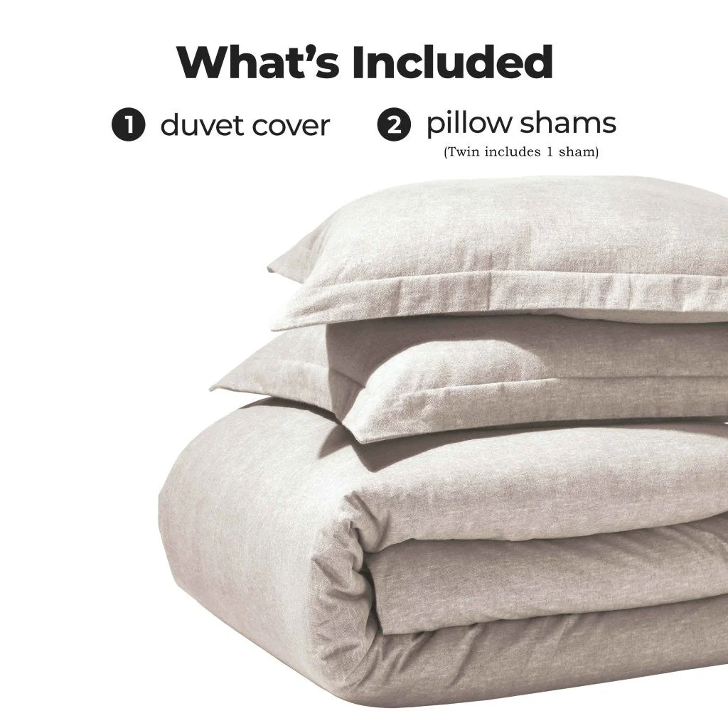 Melange Flannel Cotton Fuzzy Warm Two-Toned Duvet Cover Set - Image 5