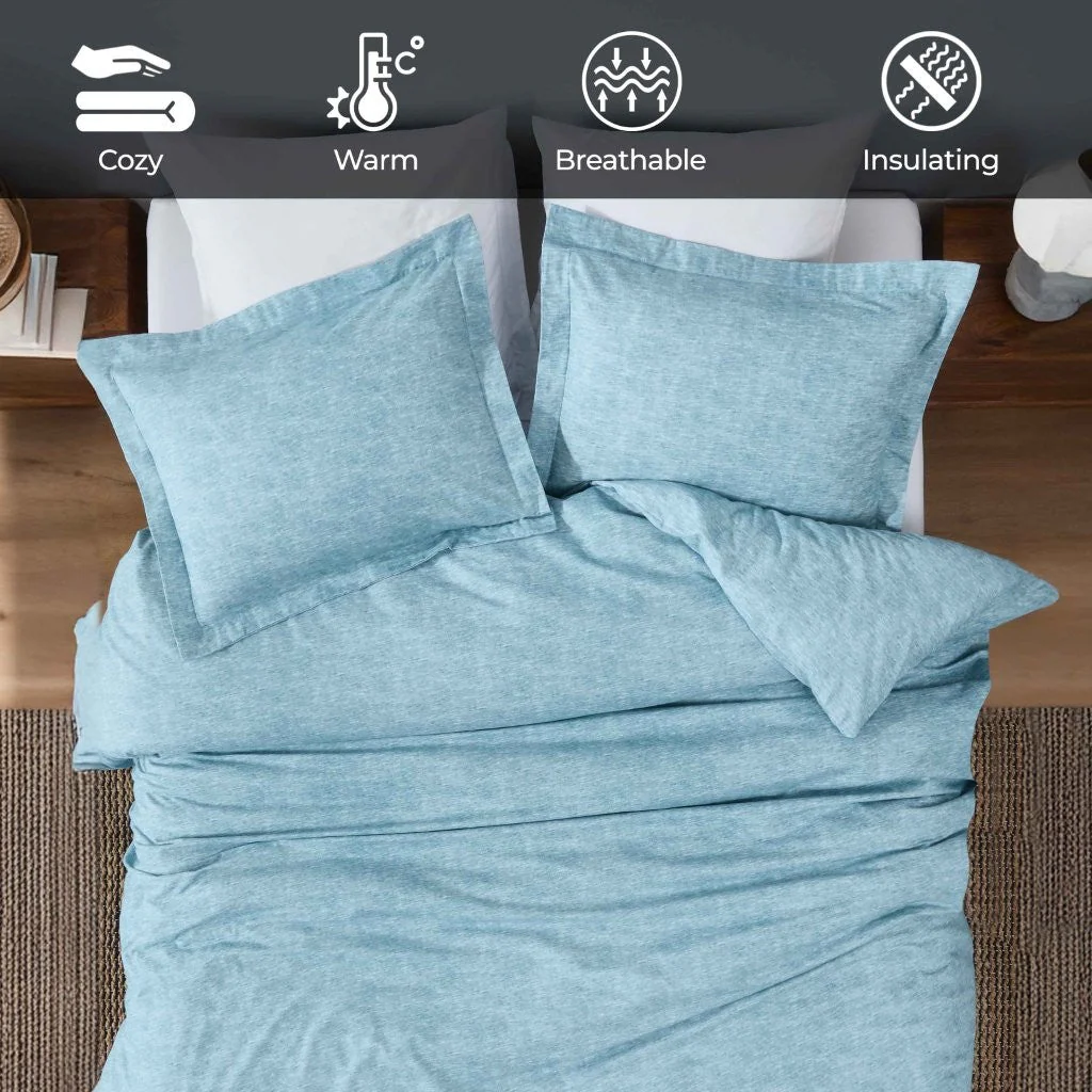 Melange Flannel Cotton Fuzzy Warm Two-Toned Duvet Cover Set - Image 50