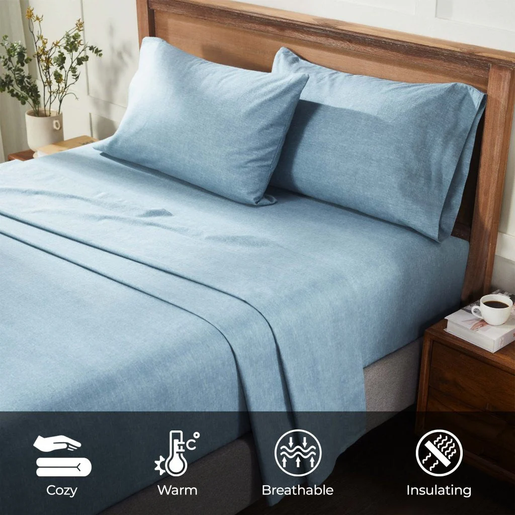 Superior Melange Flannel Cotton Two-Toned Fuzzy Pillowcases, Set of 2 - Image 13
