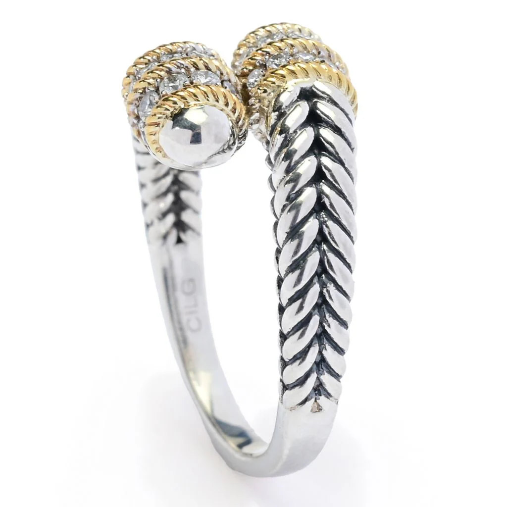 Melodia Diamonds 18K Vermeil 0.24ctw Round Lab Grown Diamond Bypass Ring - Image 2