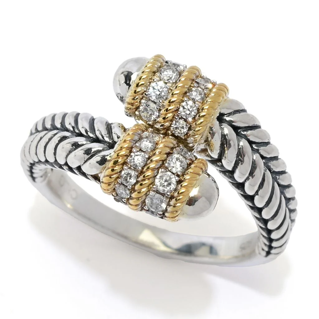 Melodia Diamonds 18K Vermeil 0.24ctw Round Lab Grown Diamond Bypass Ring - Image 3