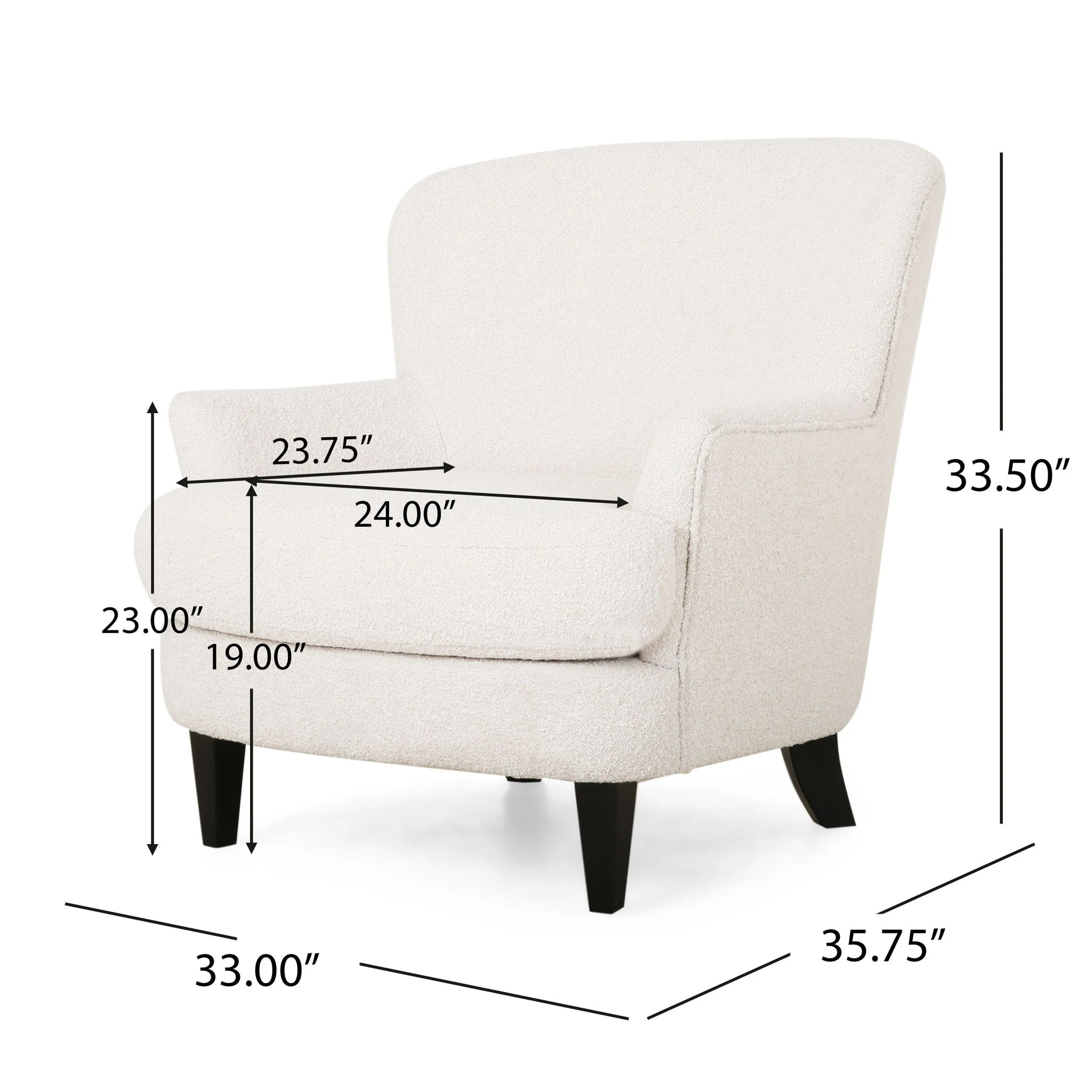 Melodique Boucle Fabric Upholstered Club Chair With Tapered Legs - Image 4