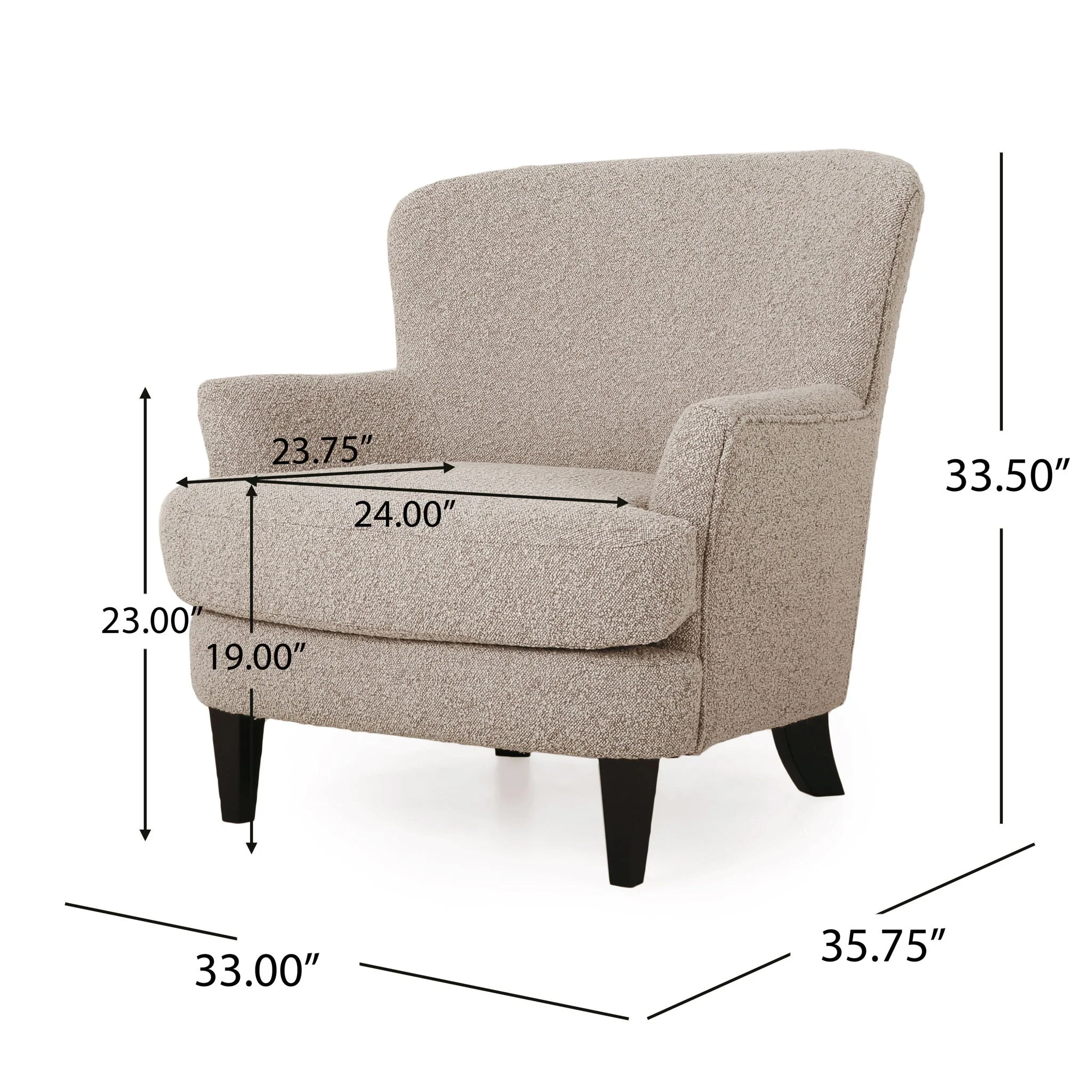 Melodique Boucle Fabric Upholstered Club Chair With Tapered Legs - Image 5
