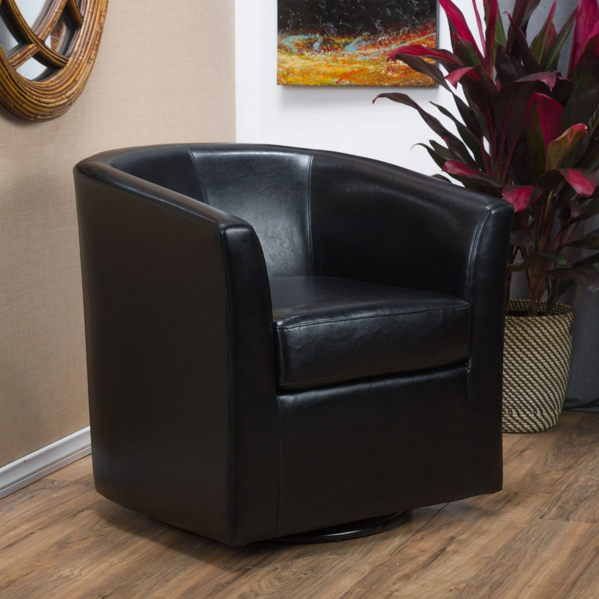 Melodize Swivel Club Chair With Barrel Shape Design - Image 5