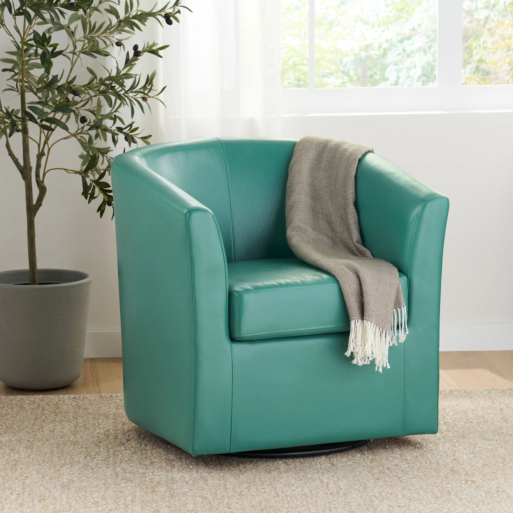 Melodize Swivel Club Chair With Barrel Shape Design - Image 9