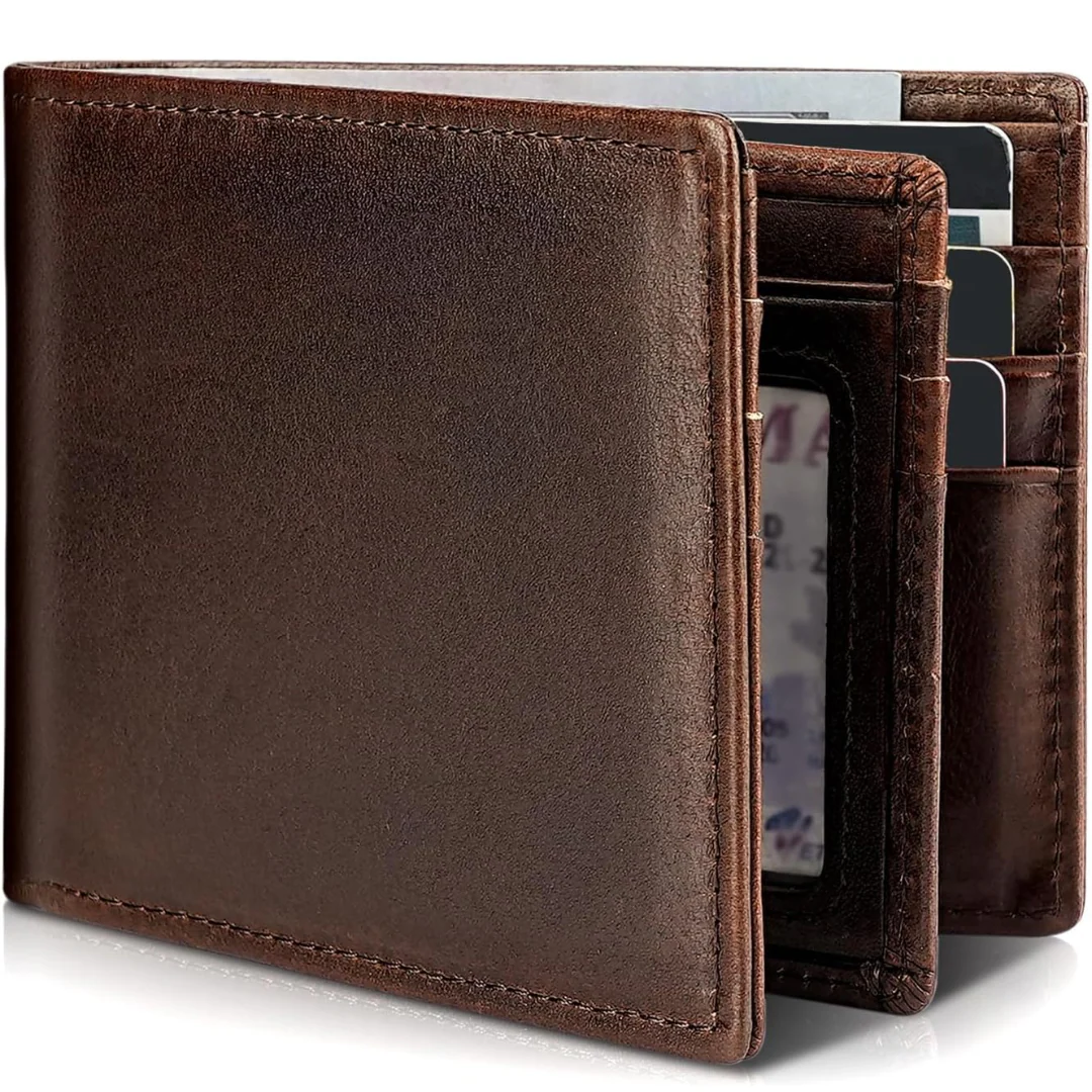 Men’s Genuine Leather RFID Blocking Bifold Wallet 13 Card Slots - Image 2