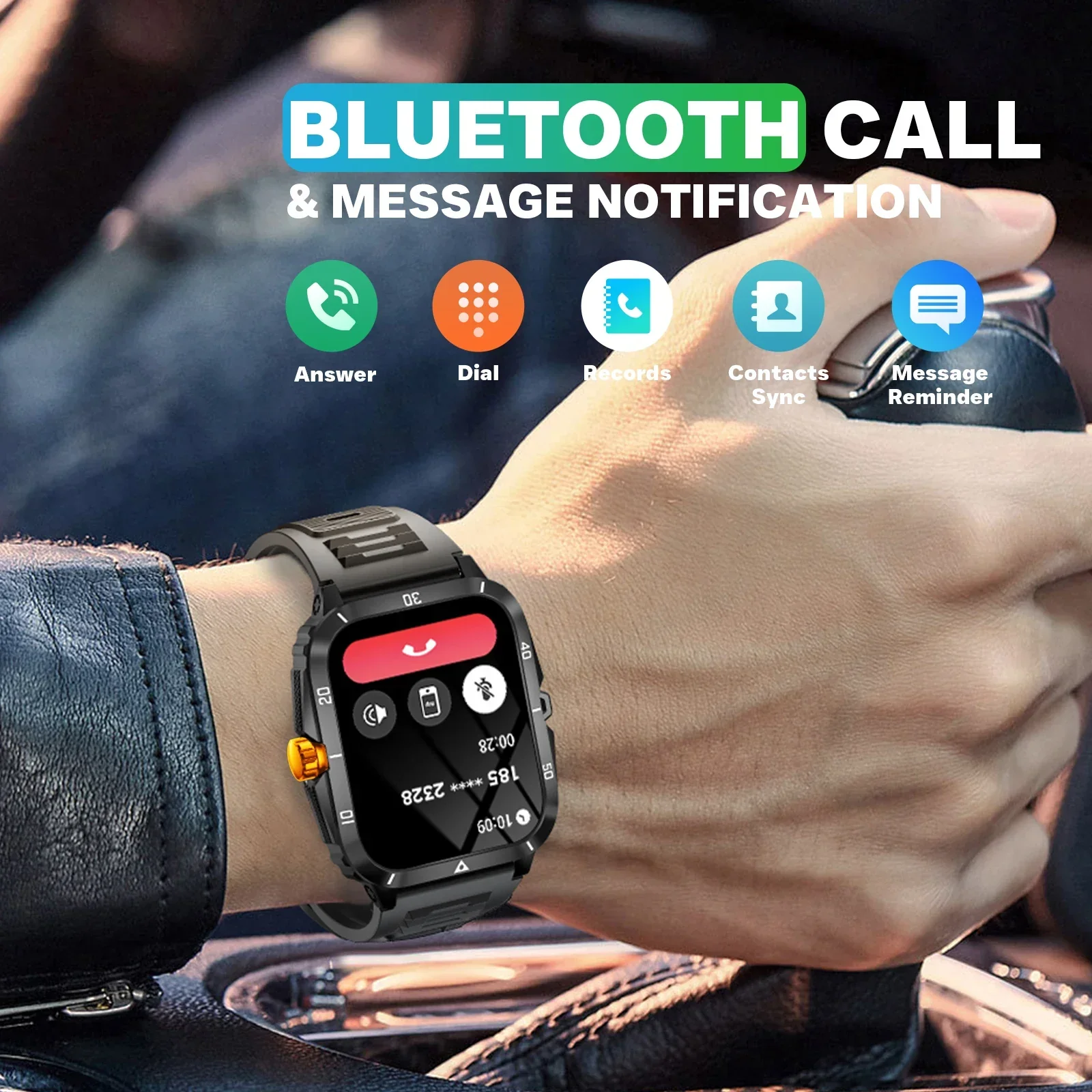 Men’s Smart Watch 3ATM Waterproof with Heart Rate, Blood Pressure & 100+ Sport Modes - Image 3
