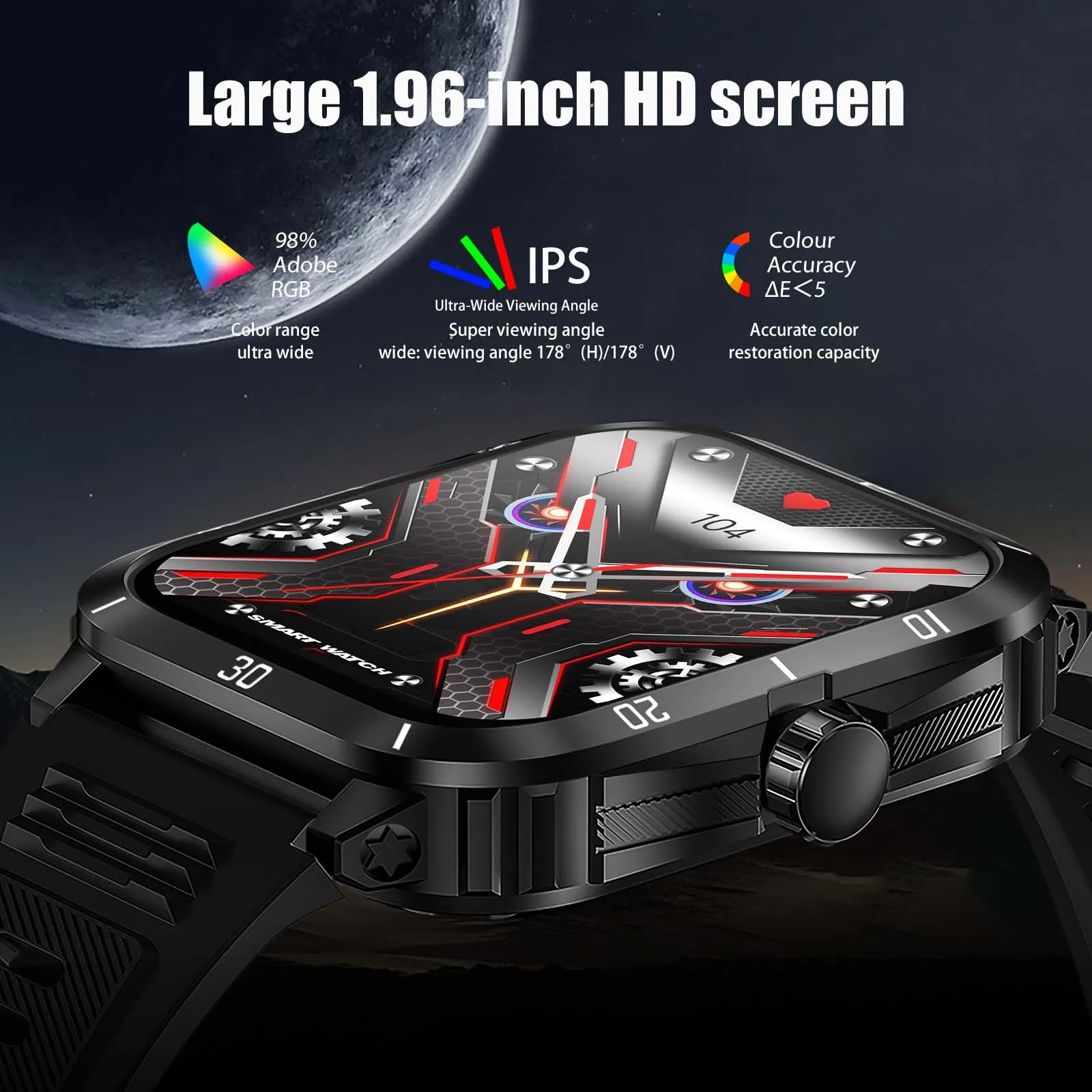 Men’s Smart Watch 3ATM Waterproof with Heart Rate, Blood Pressure & 100+ Sport Modes - Image 4
