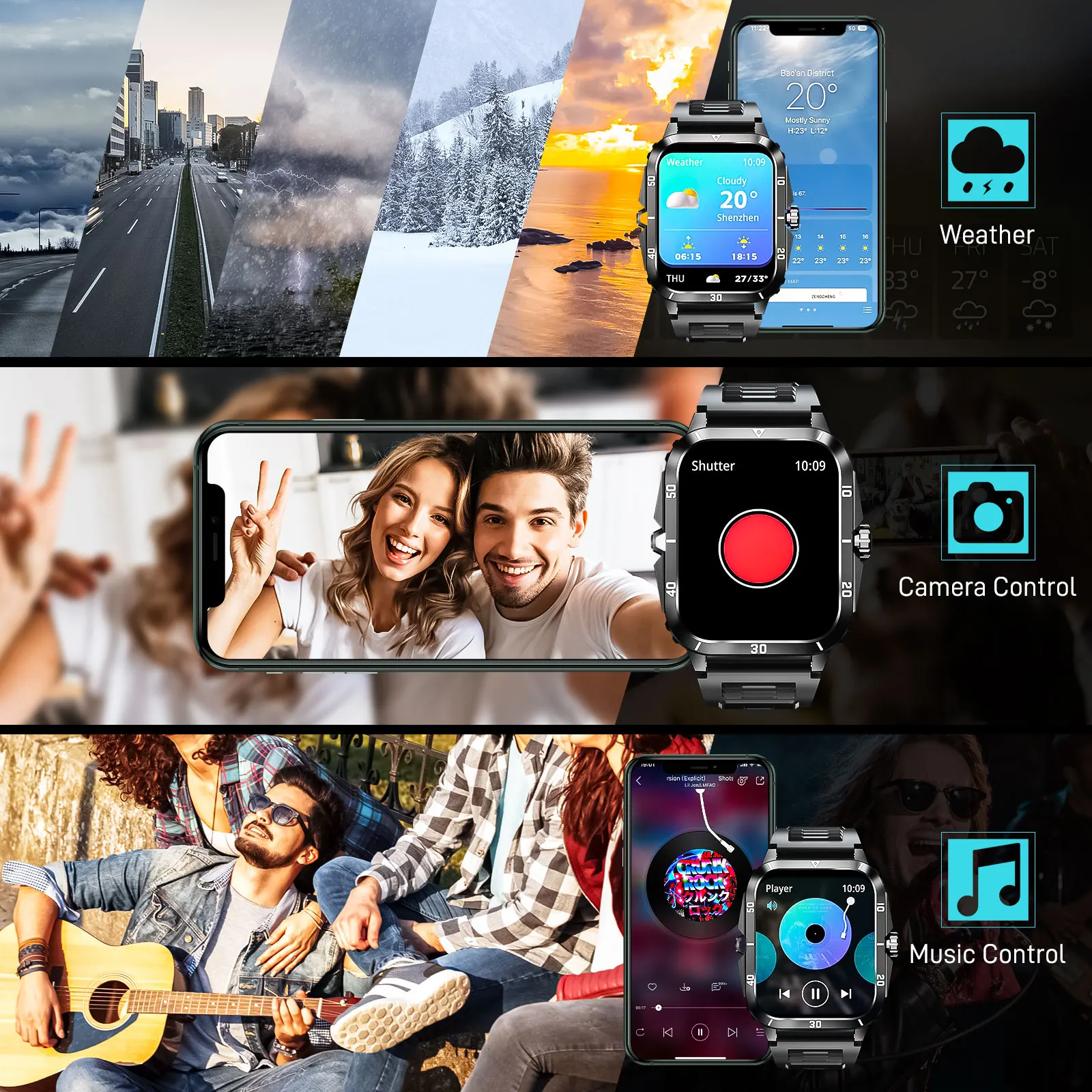 Men’s Smart Watch 3ATM Waterproof with Heart Rate, Blood Pressure & 100+ Sport Modes - Image 7