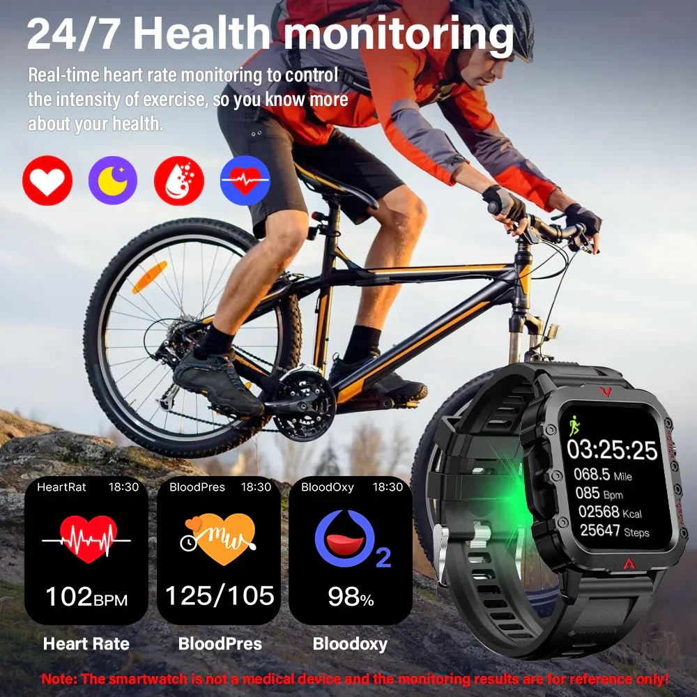 Men Smart Watch with LED Flashlight Outdoor Sports Health Fitness Tracker - Image 4