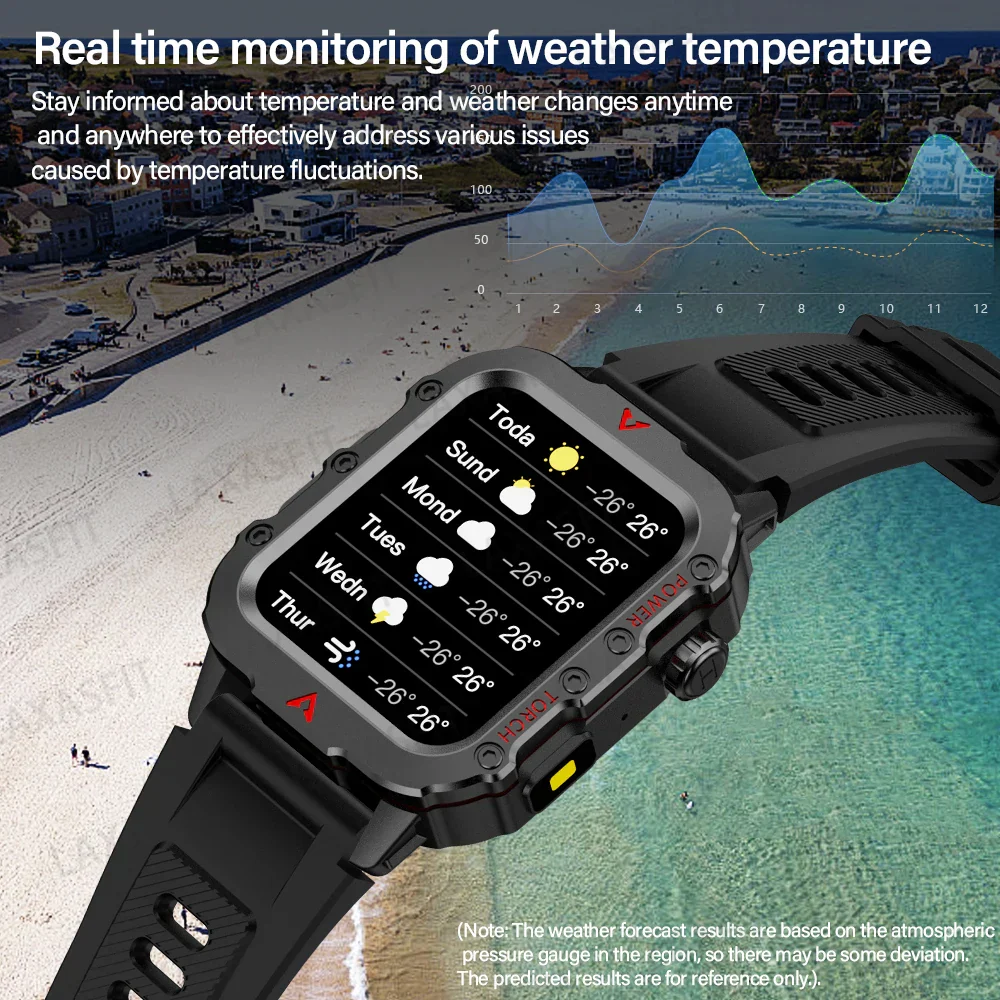 Men Smart Watch with LED Flashlight Outdoor Sports Health Fitness Tracker - Image 6
