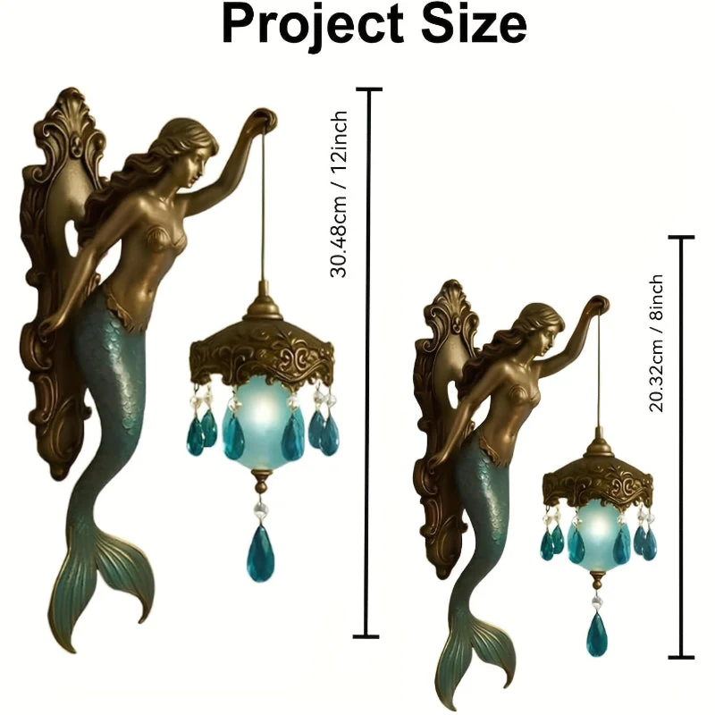 Mermaid Wall Sconce – Ocean Theme Crystal Lantern Light for Bedroom & Bathroom - Image 4