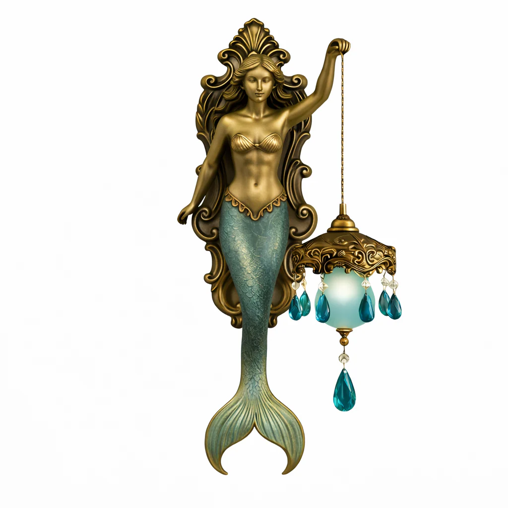 Mermaid Wall Sconce – Ocean Theme Crystal Lantern Light for Bedroom & Bathroom - Image 7