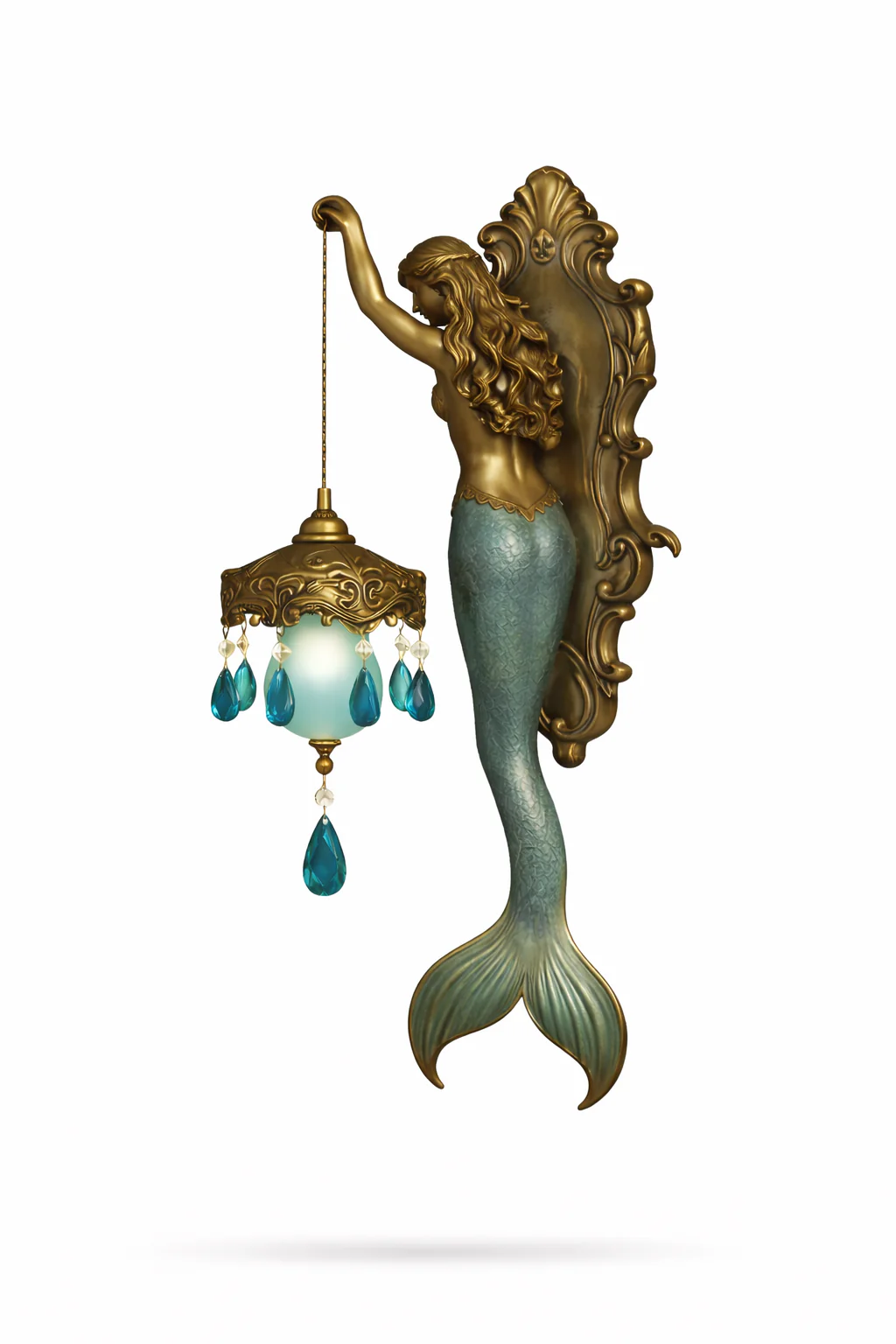 Mermaid Wall Sconce – Ocean Theme Crystal Lantern Light for Bedroom & Bathroom - Image 8