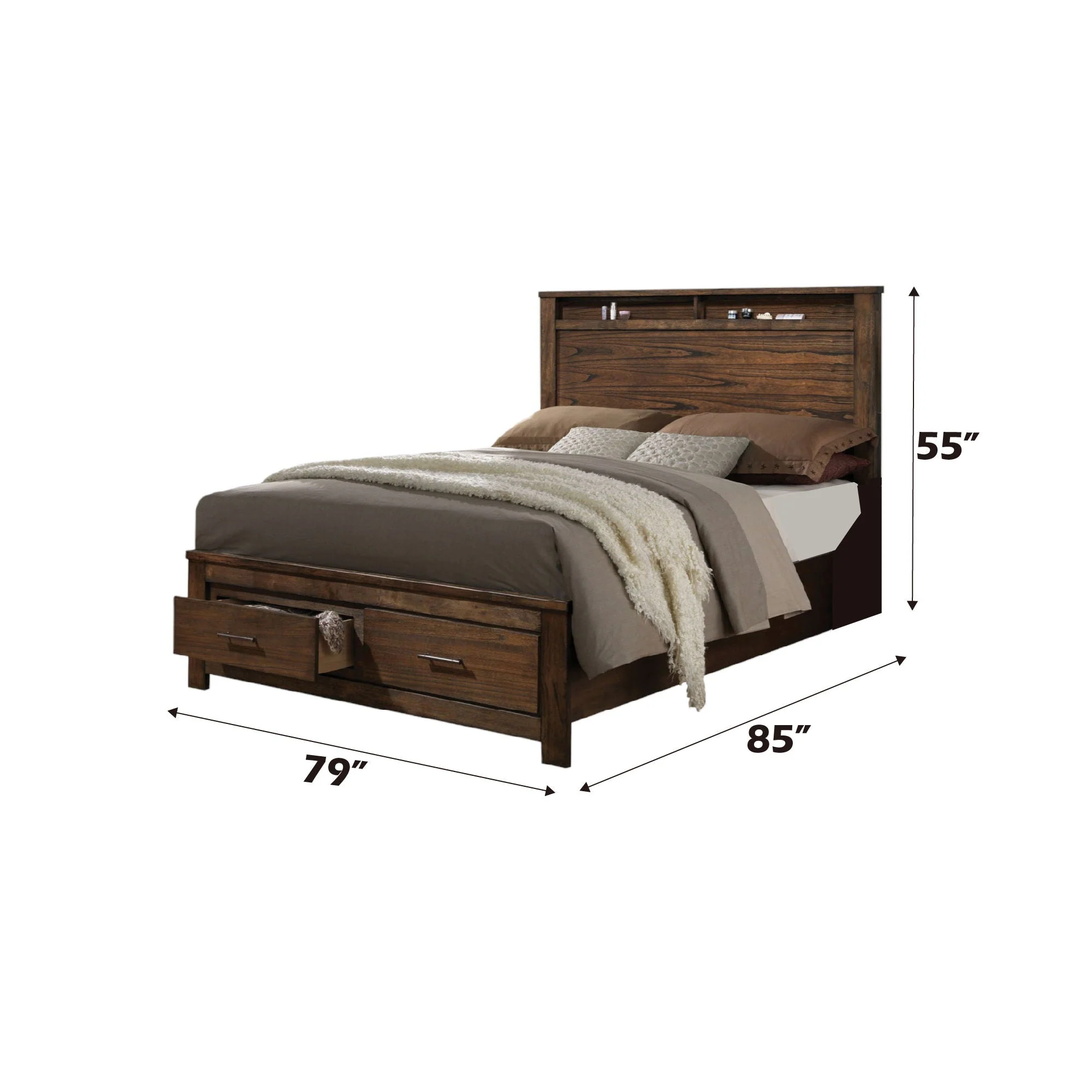 Merrilee - Eastern King Bed With Storage - Oak - Image 3