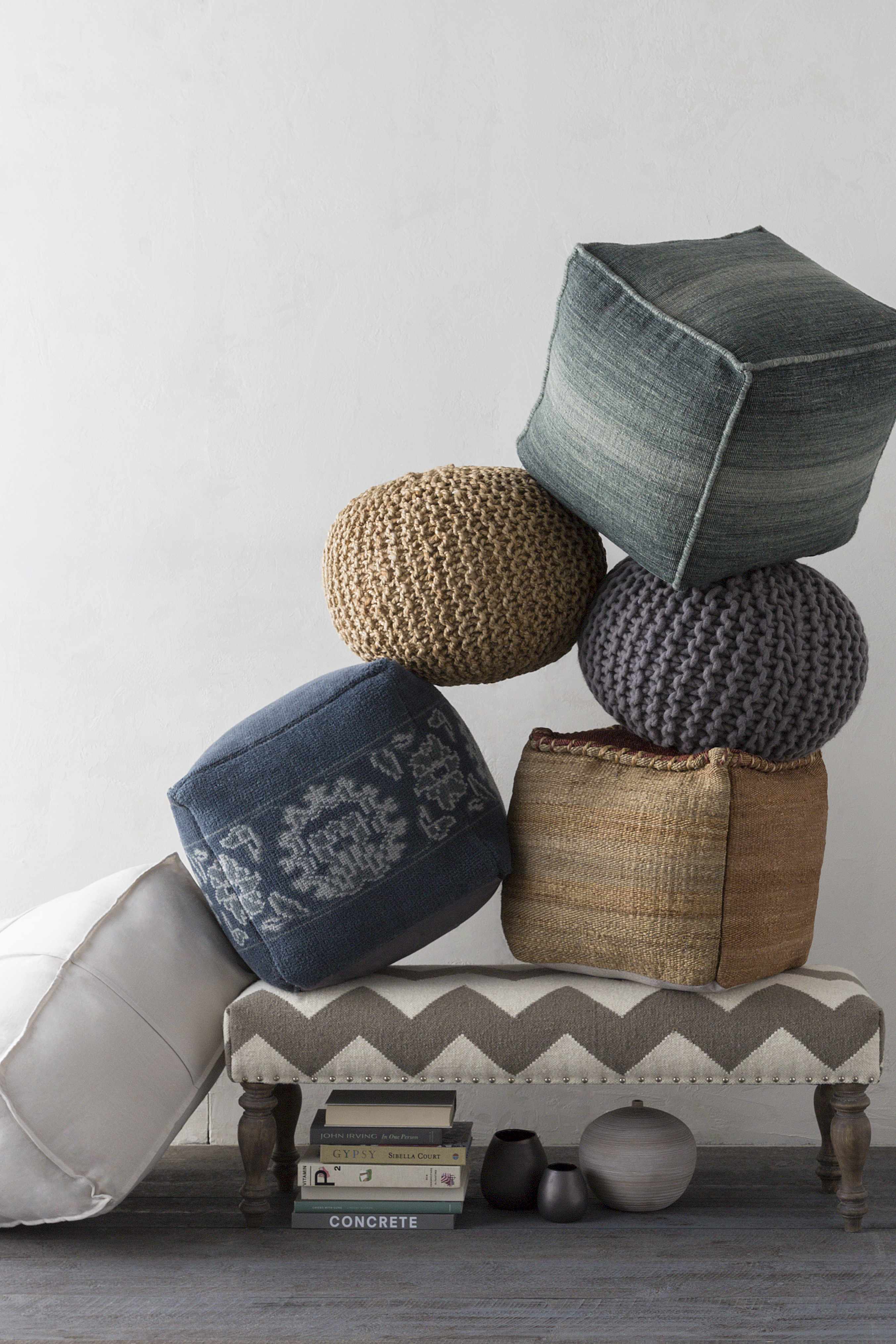 Merrittstown Cotton Knitted Pouf - Image 8
