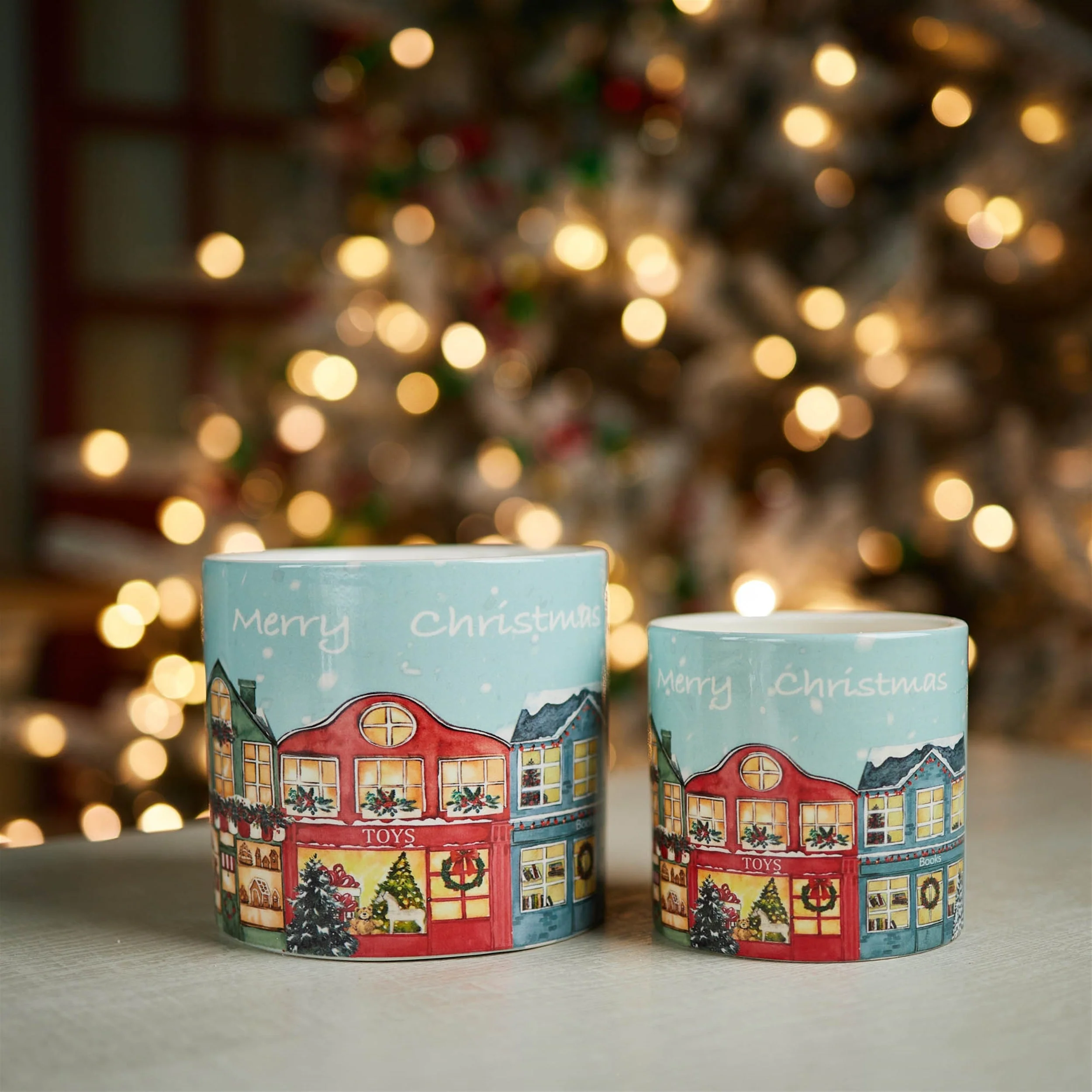 Merry Christmas Village Planter (Set of 2) - Image 2