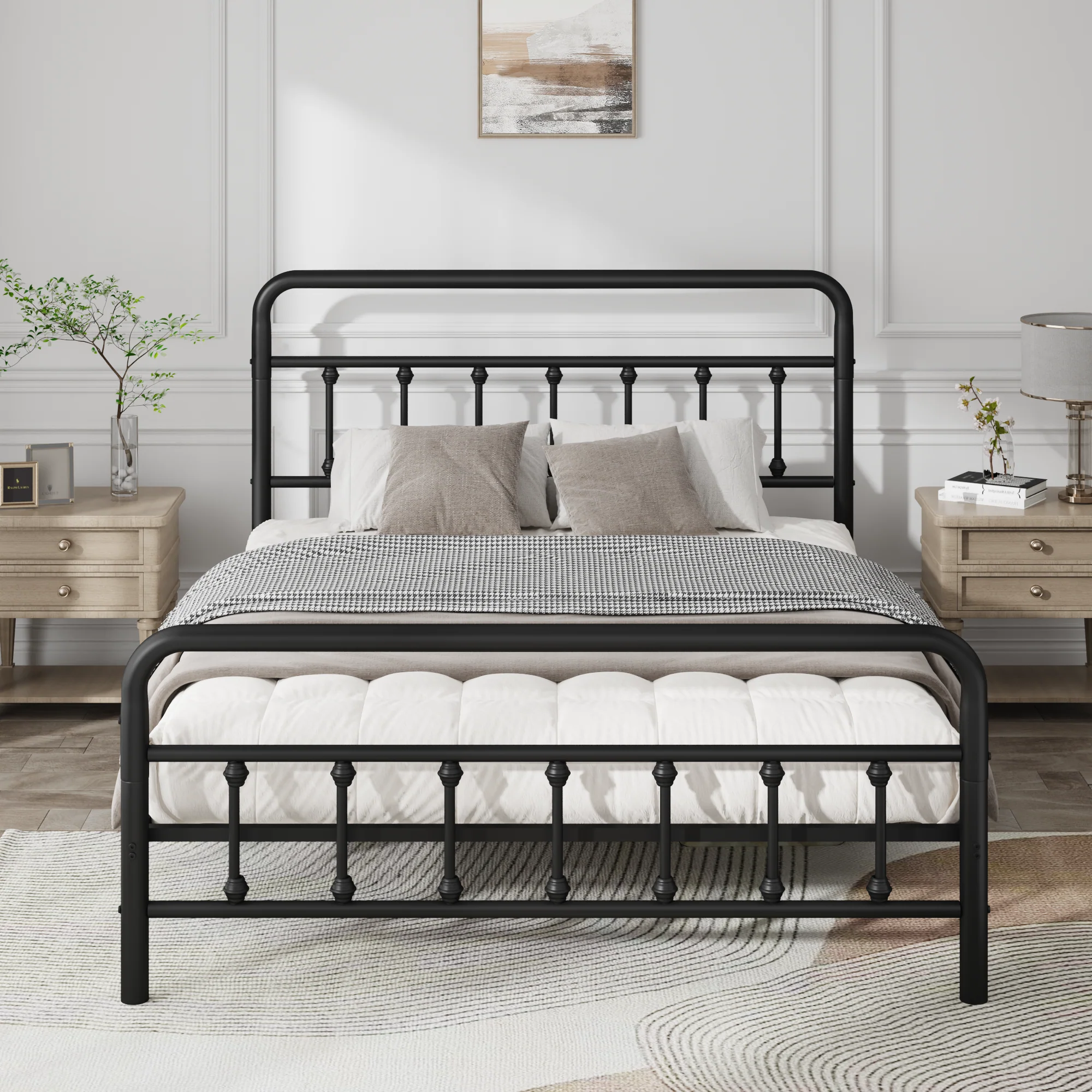 Metal Bed Frame, Full Size with Headboard and Under Bed Storage - Image 2