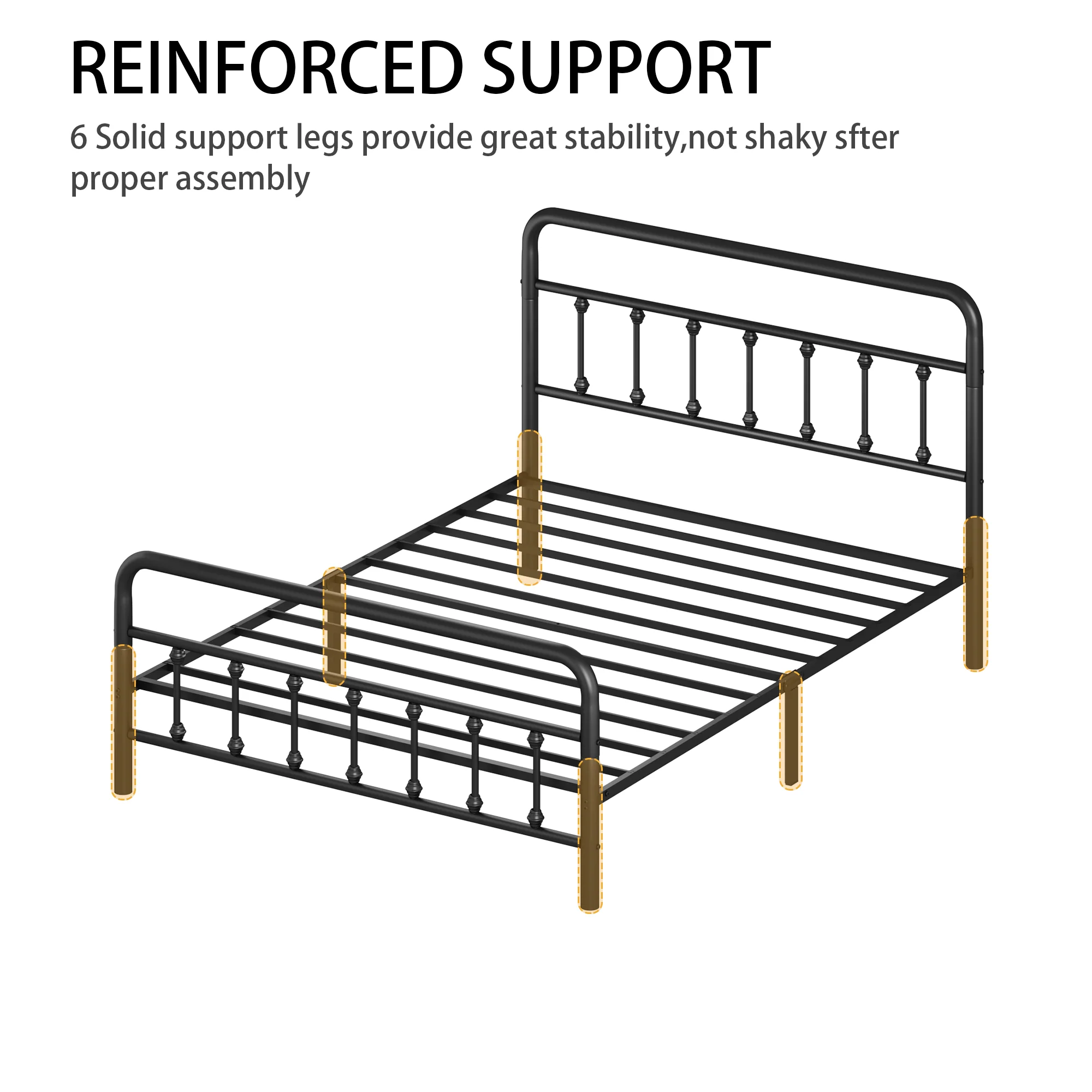 Metal Bed Frame, Full Size with Headboard and Under Bed Storage - Image 3