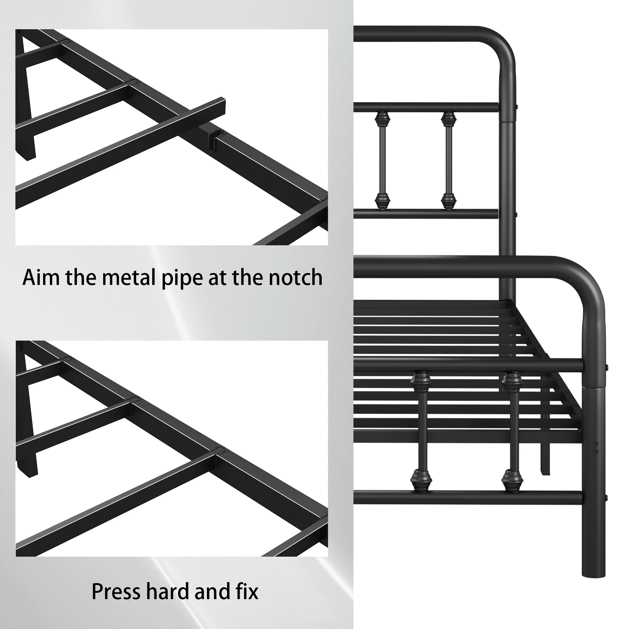 Metal Bed Frame, Full Size with Headboard and Under Bed Storage - Image 6